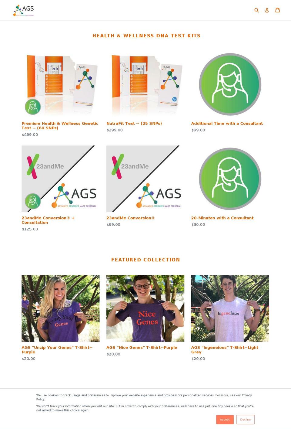 ags-testing-kits.myshopify.com — Shopify storefront screenshot