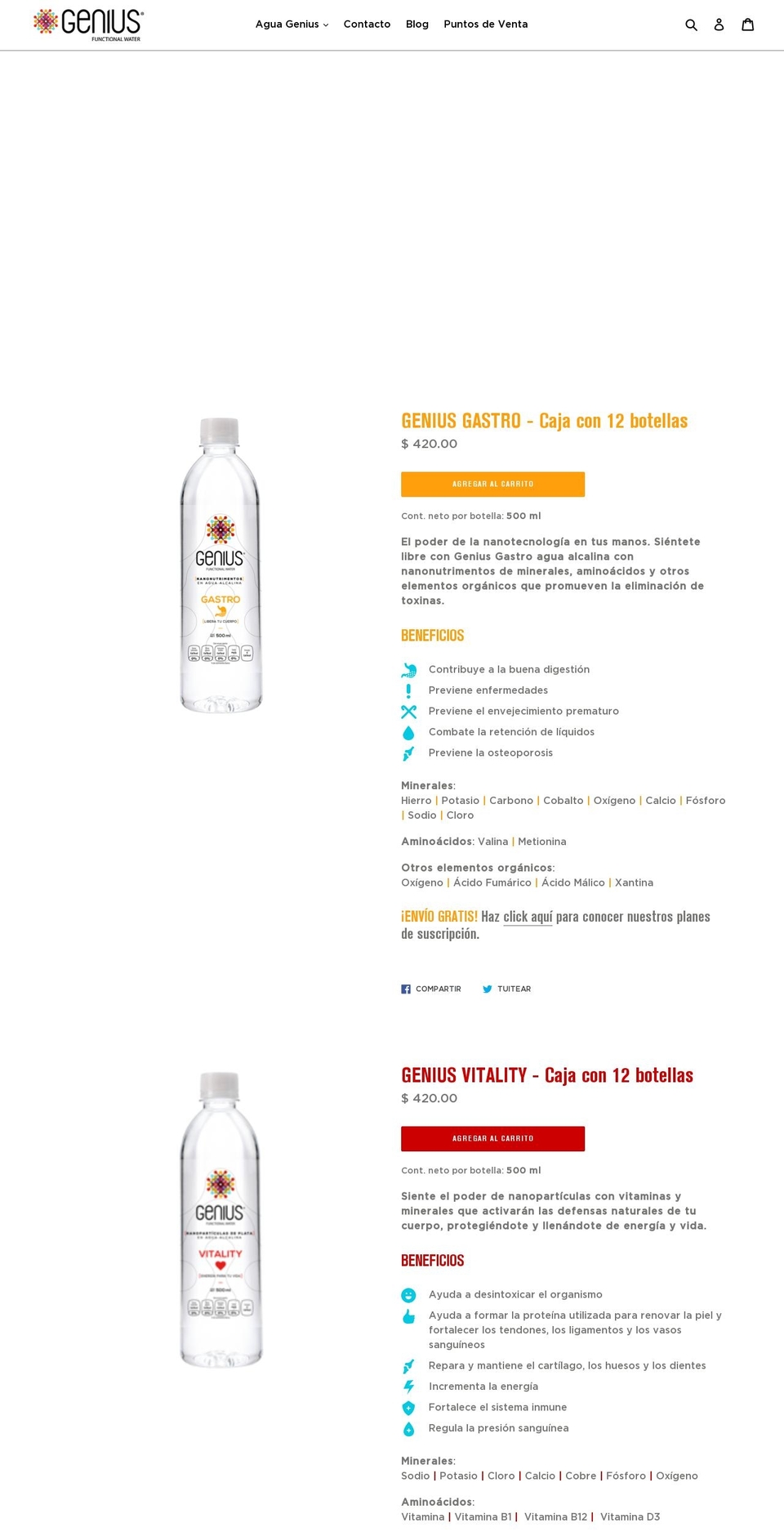 aguagenius.com shopify website screenshot