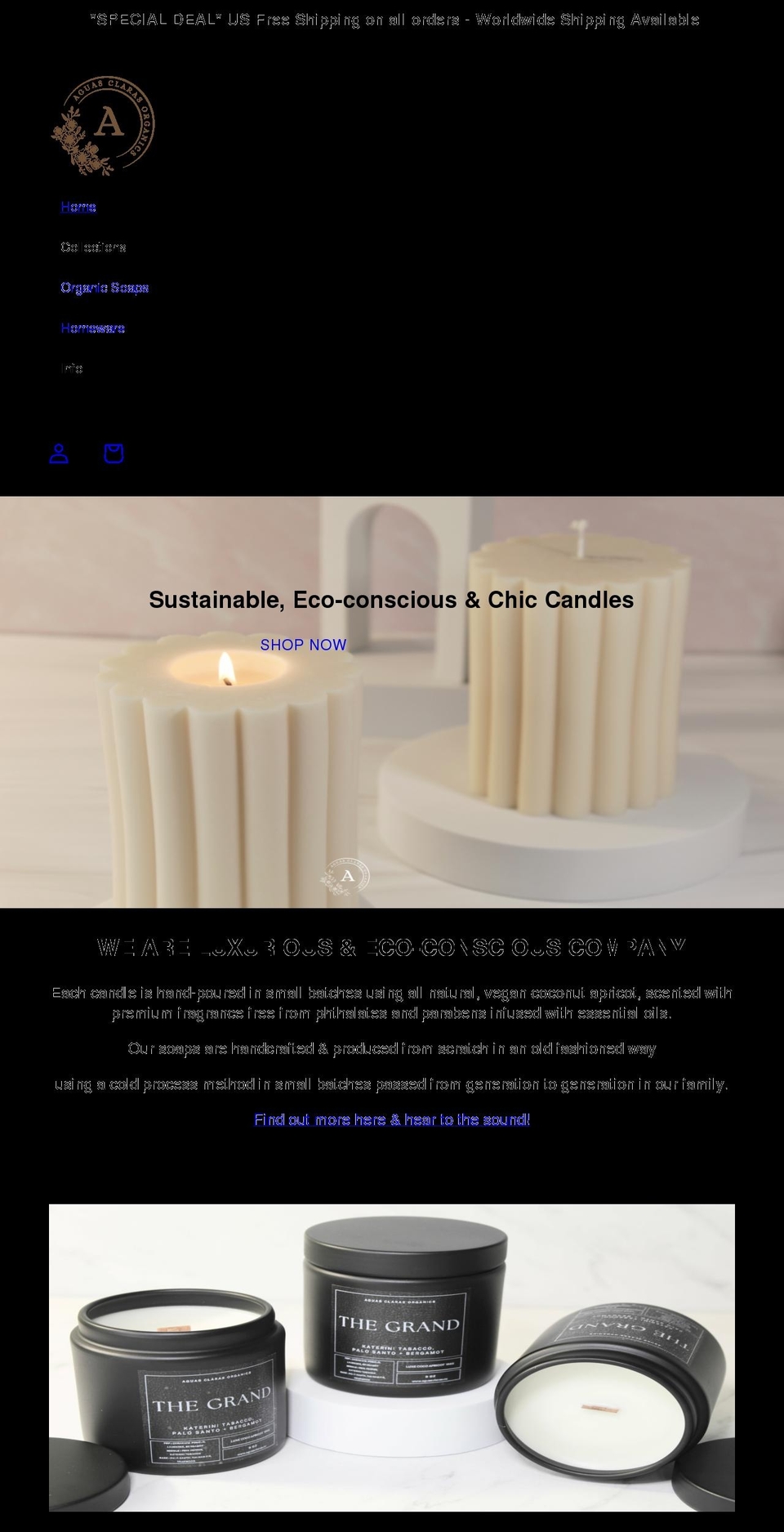 aguasclaras.co shopify website screenshot