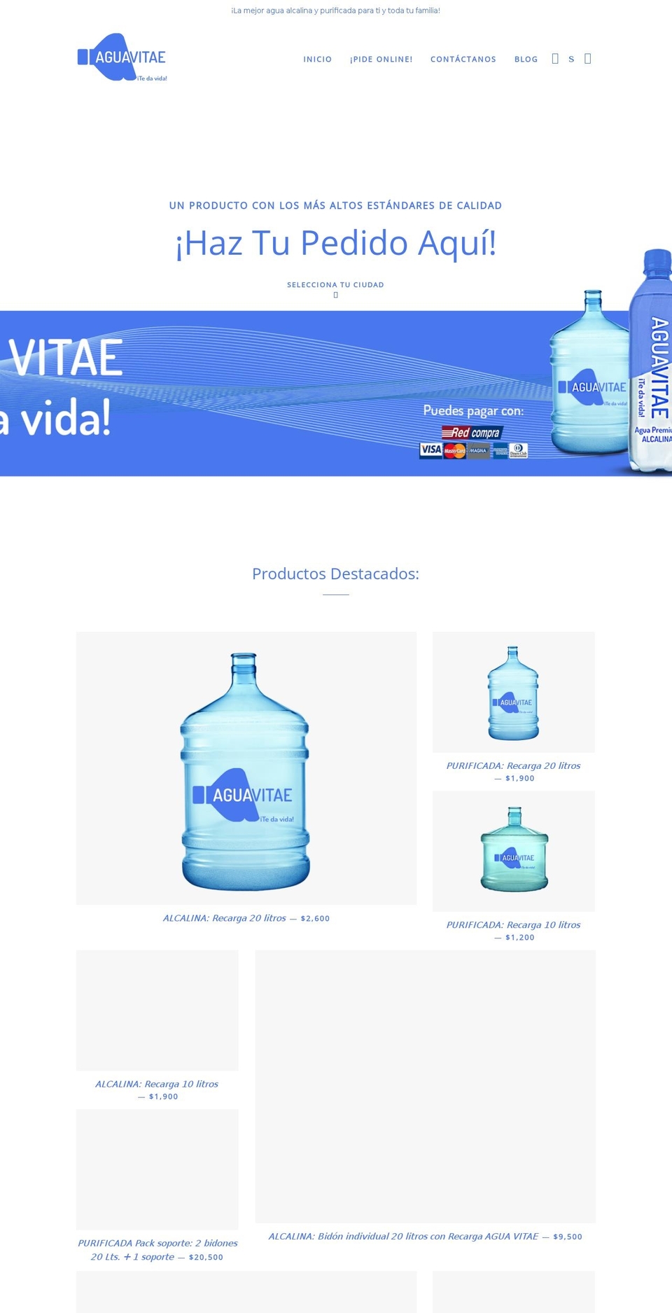 aguavitae.cl shopify website screenshot