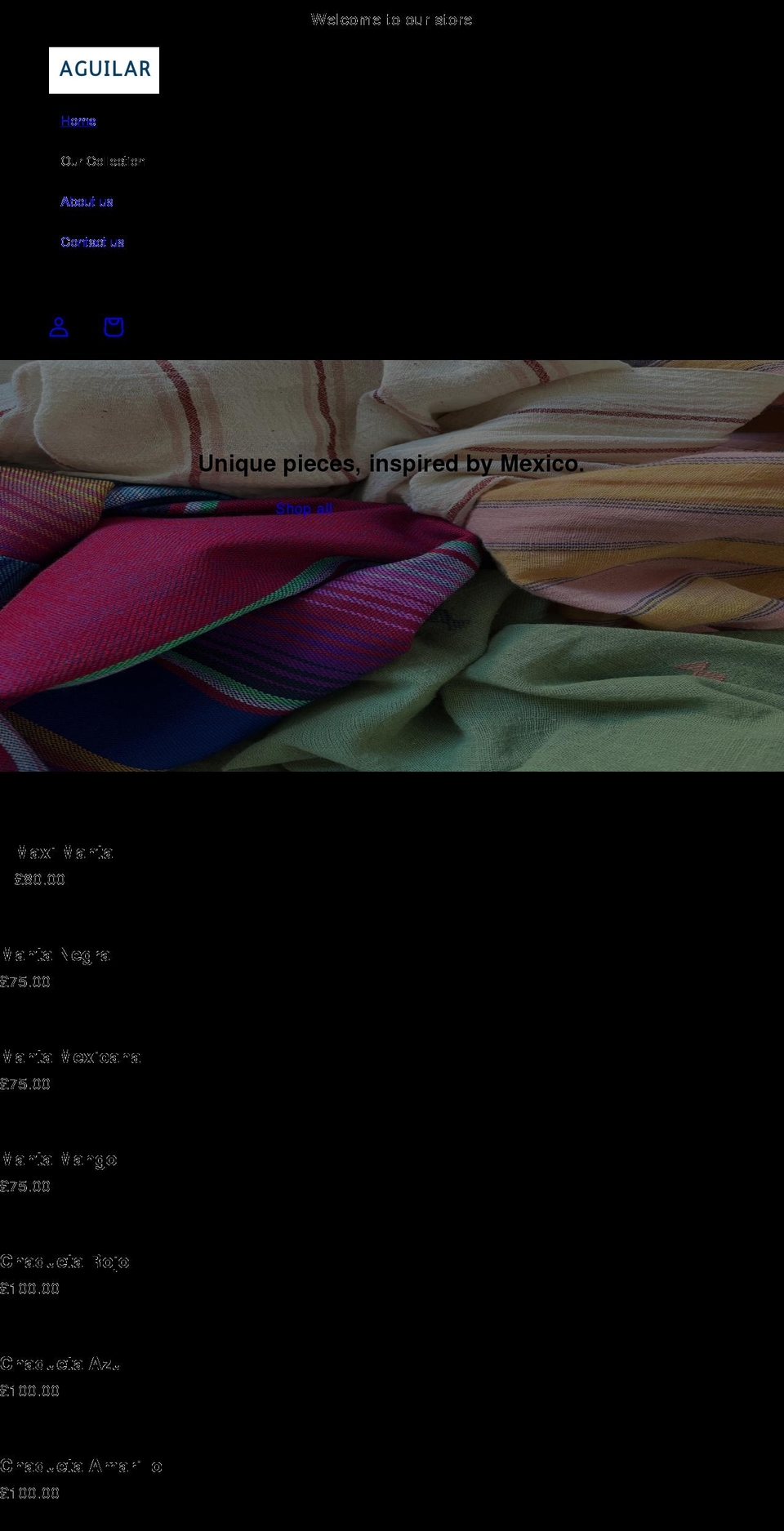 aguilarstore.com shopify website screenshot