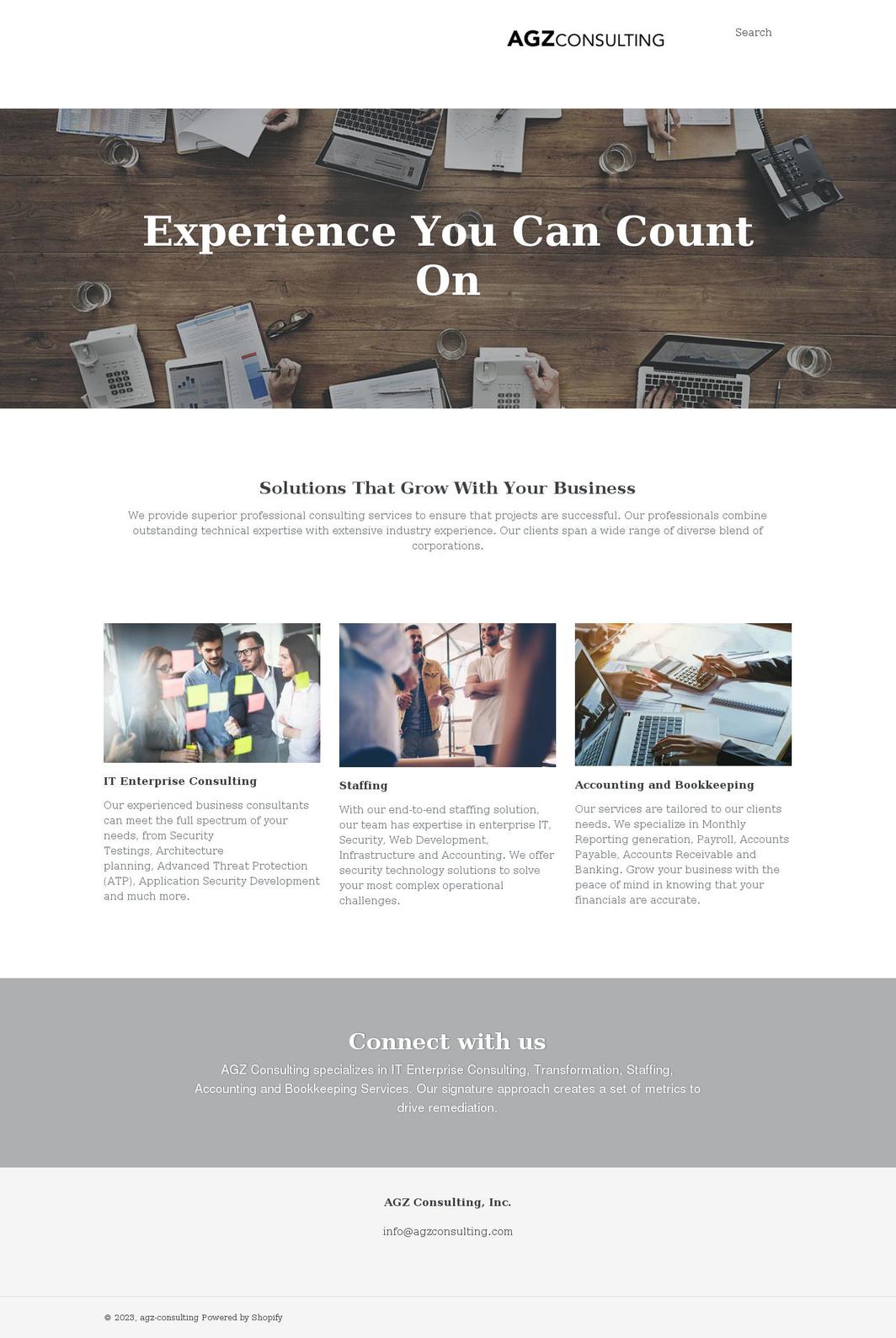 agzconsulting.com shopify website screenshot