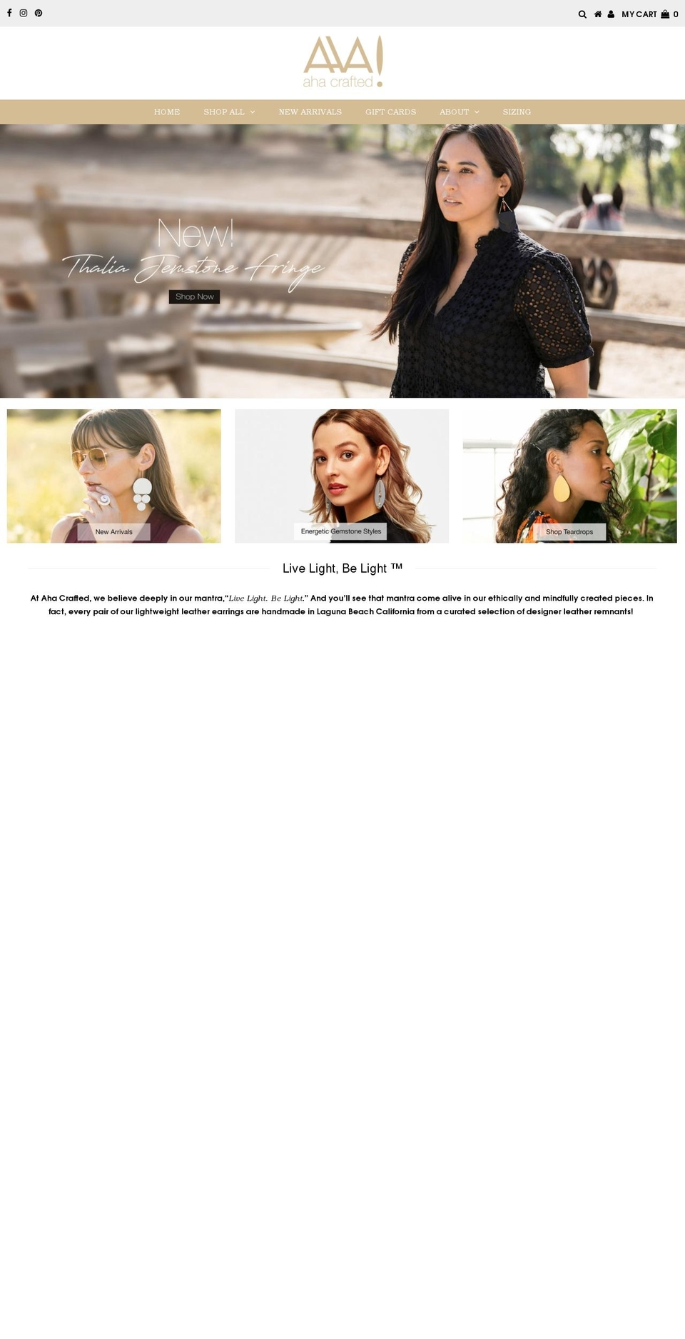 ahacrafted.com shopify website screenshot