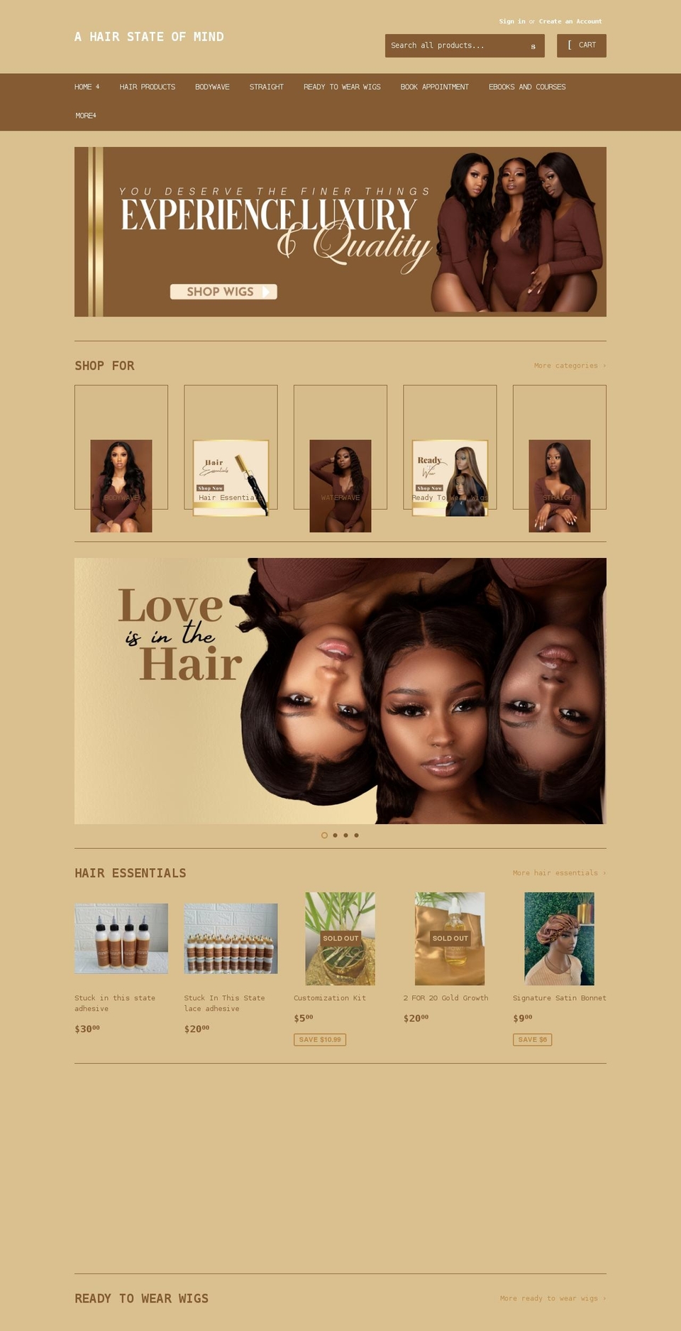 ahairstateofmind.com shopify website screenshot