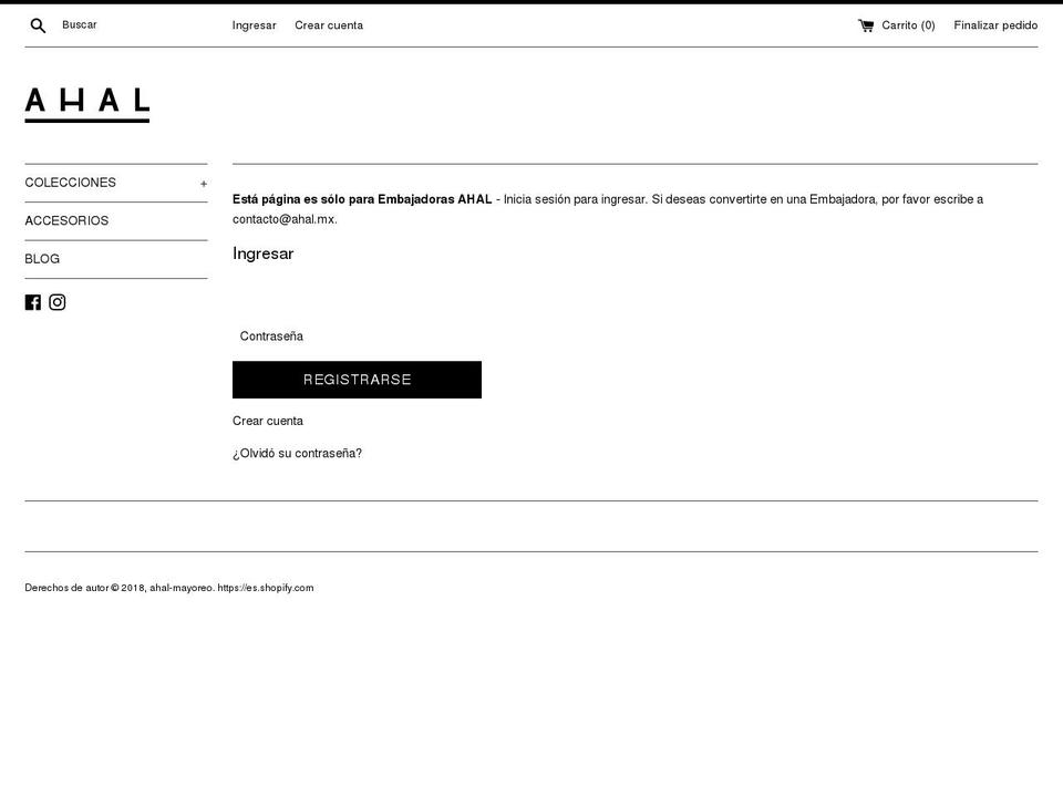 ahal-mayoreo.myshopify.com shopify website screenshot