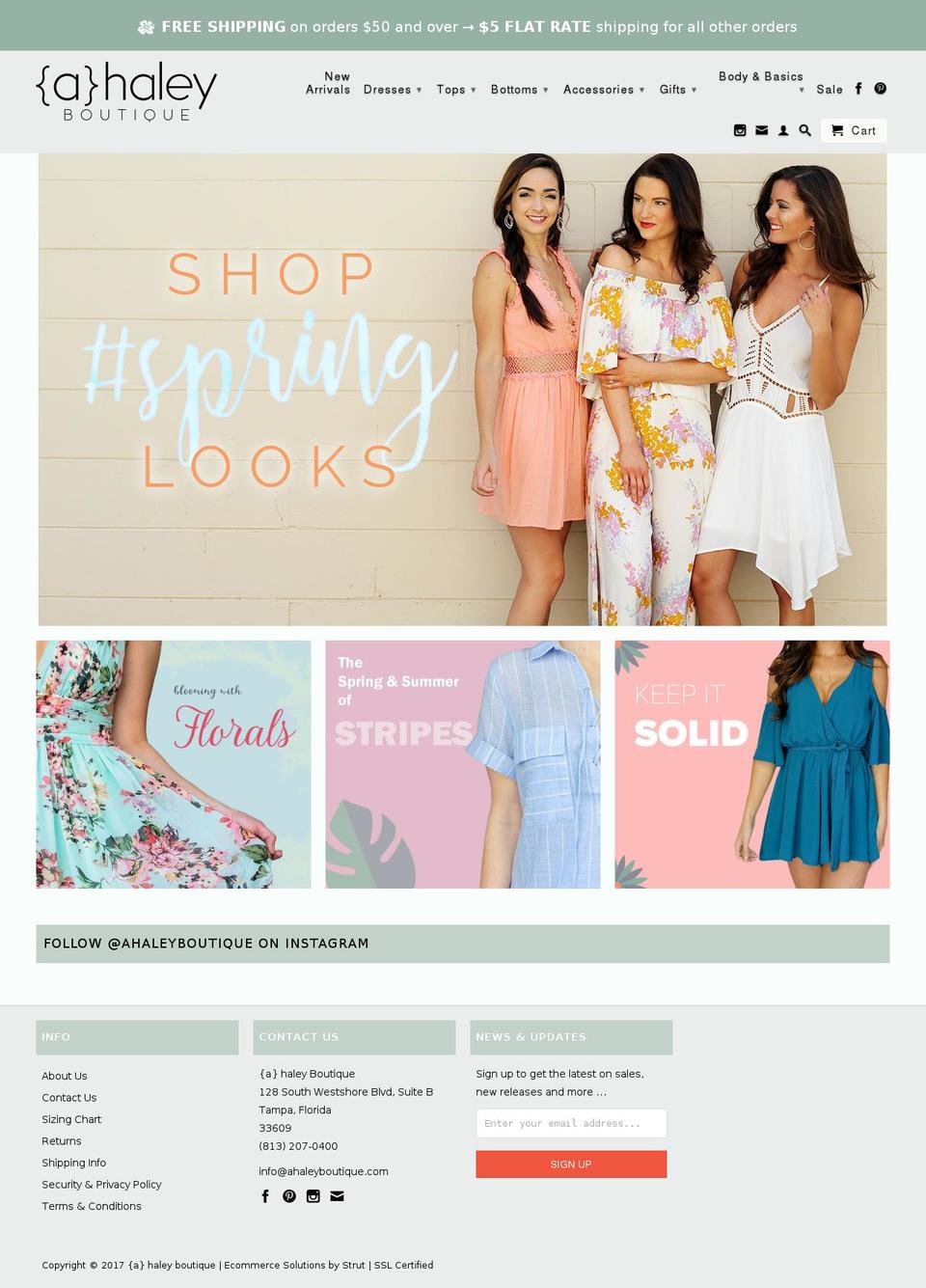 ahaleyboutique.com shopify website screenshot
