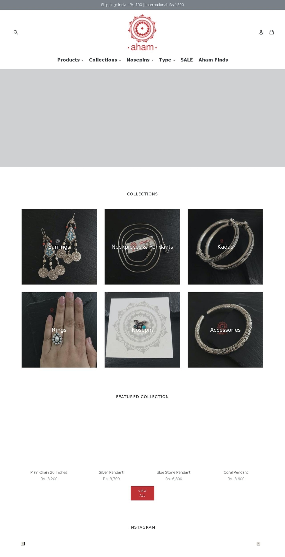 ahamjewellery.com — Shopify storefront screenshot