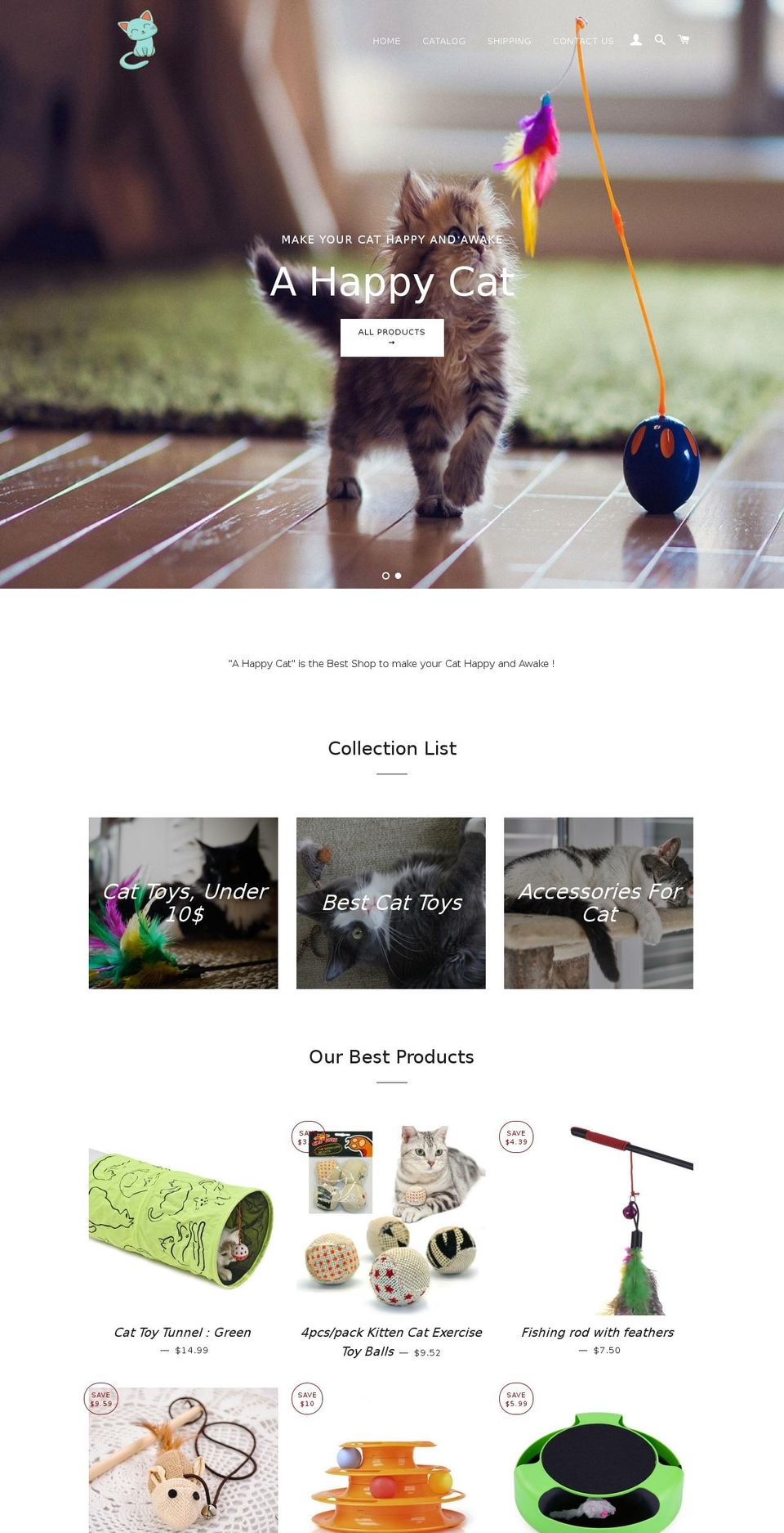 ahappycat.com — Shopify storefront screenshot