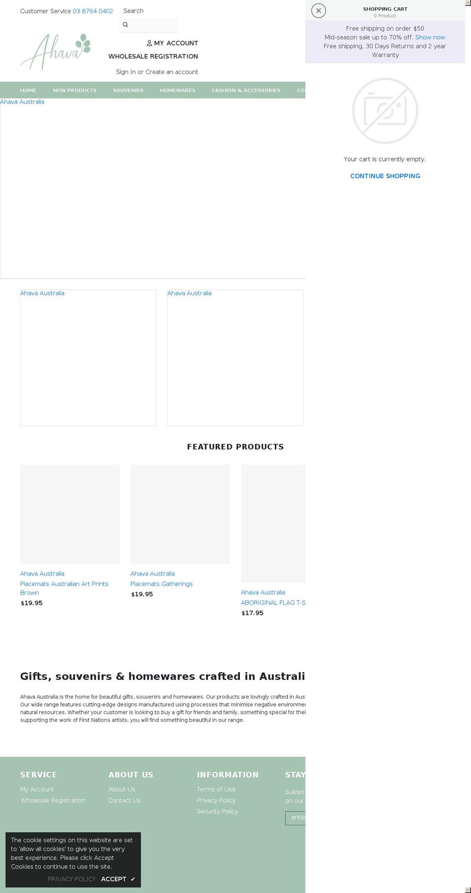 ahavaaustralia.com.au shopify website screenshot