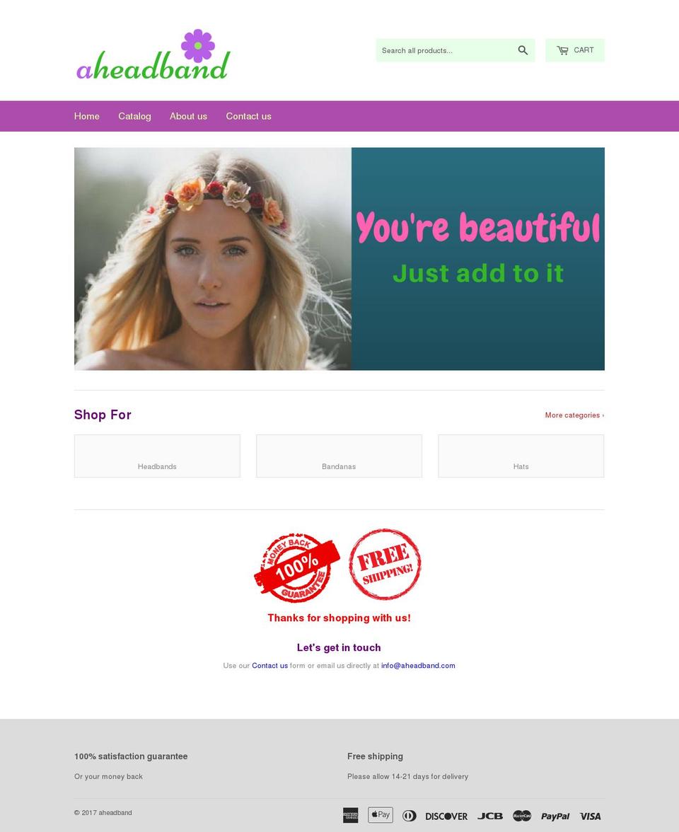 aheadband.com shopify website screenshot