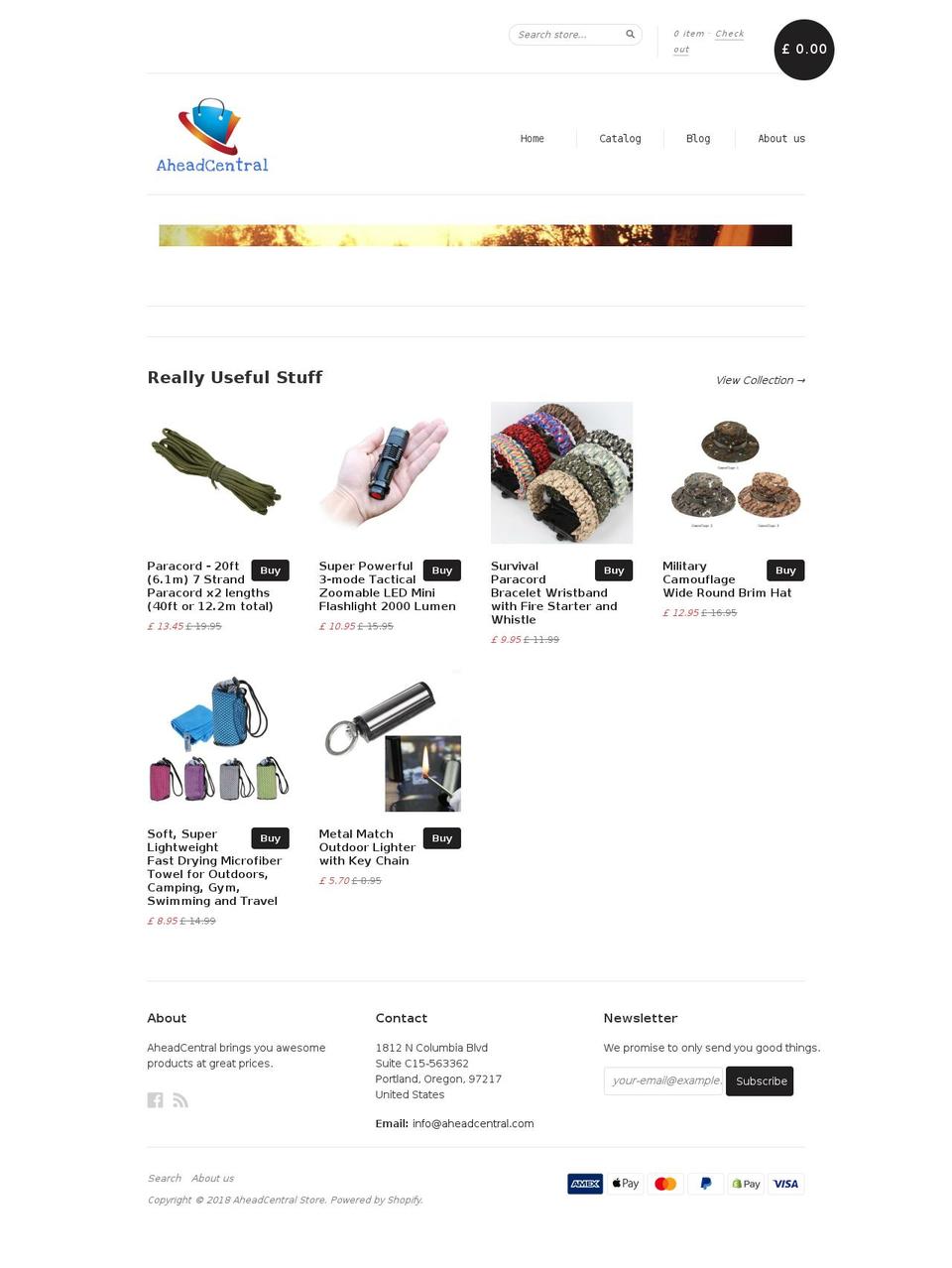 aheadcentral.com — Shopify storefront screenshot