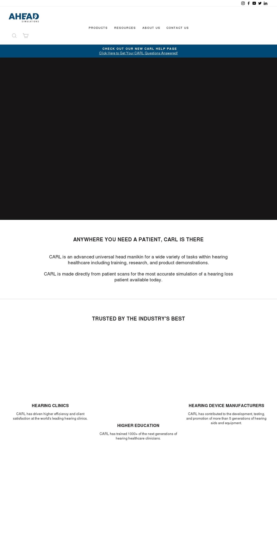 aheadsimulations.com shopify website screenshot