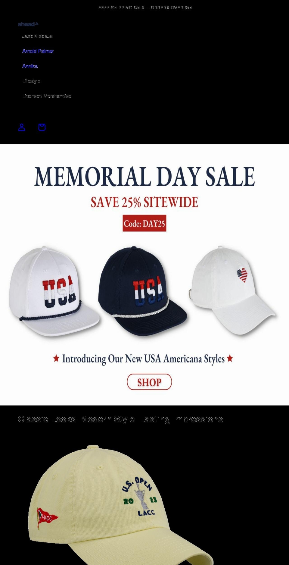 aheadusashop.com — Shopify storefront screenshot