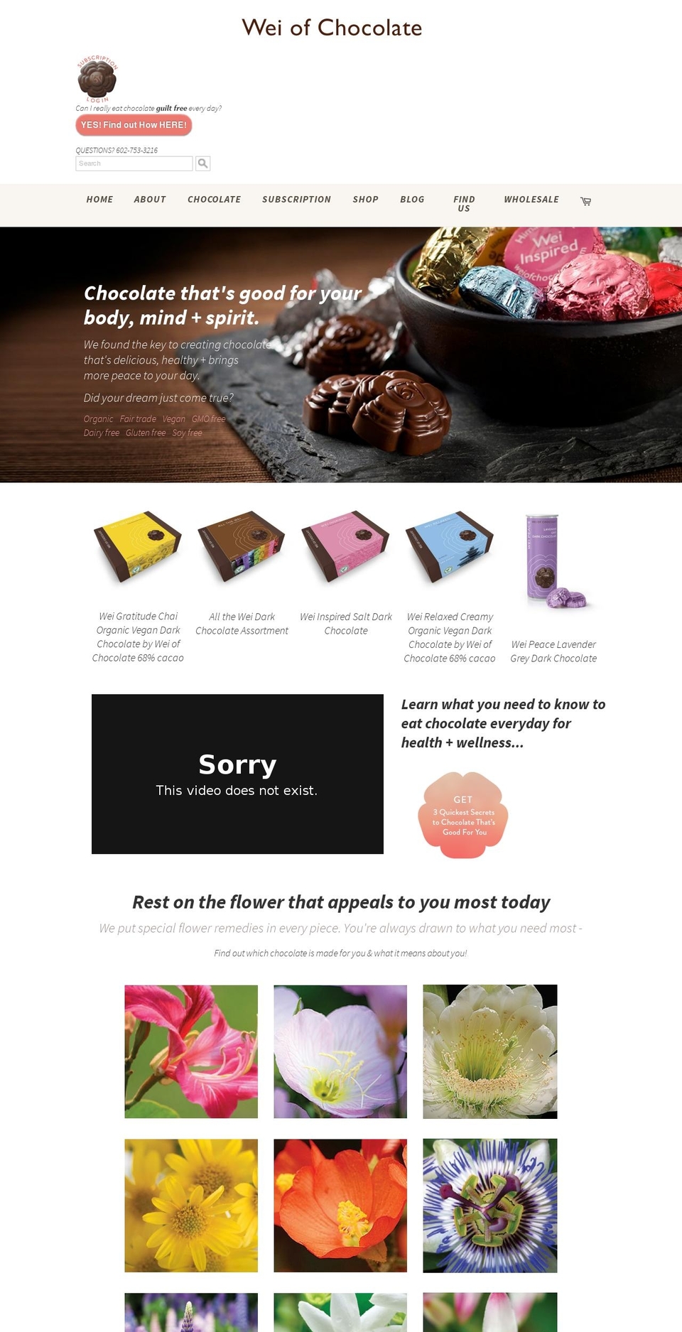 Wei Of Chocolate - October 20 w\/ flower quiz Shopify theme site example ahhchocolate.com