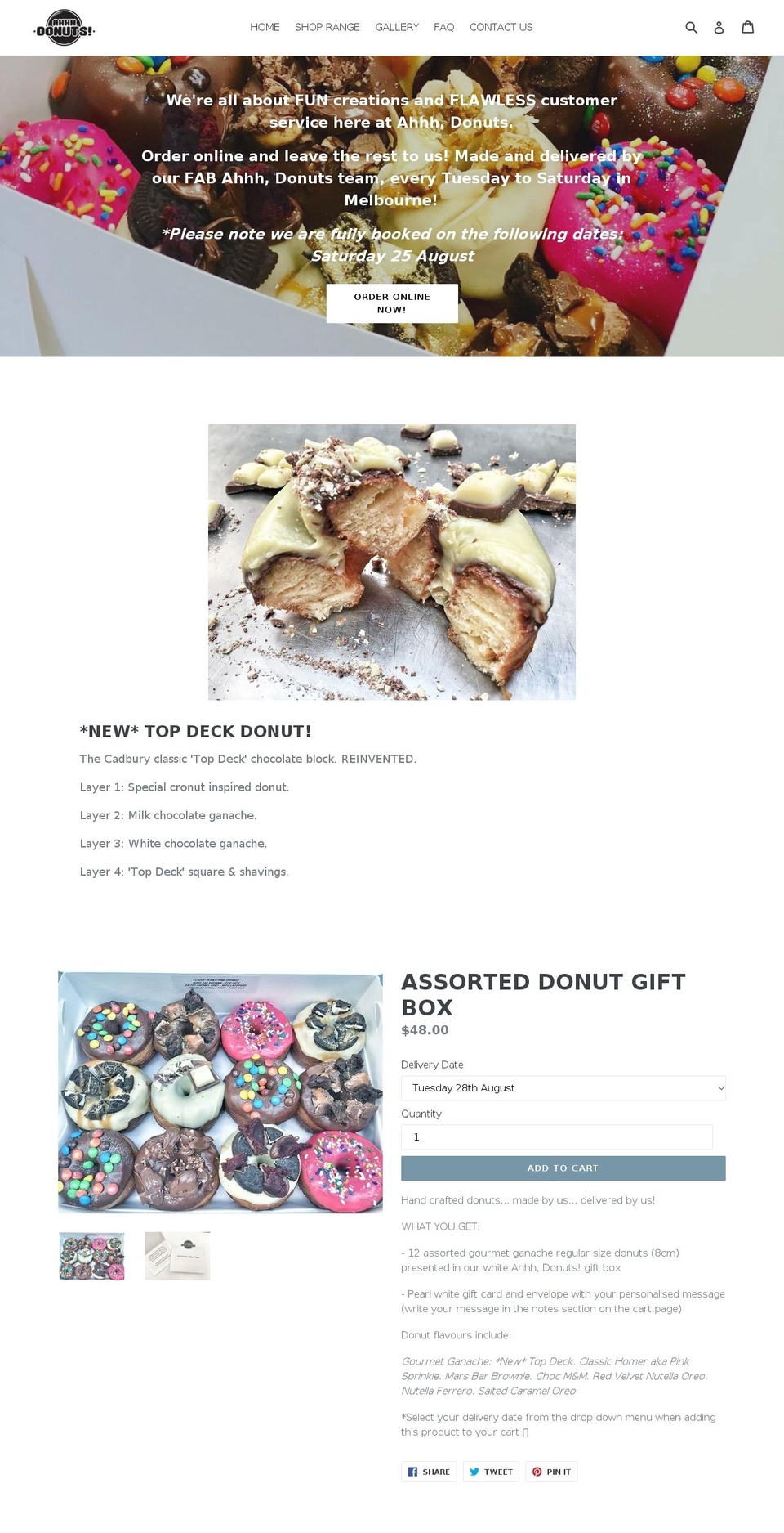 ahhhdonuts.com.au shopify website screenshot