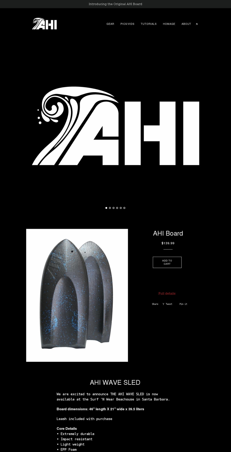 ahiboard.com shopify website screenshot