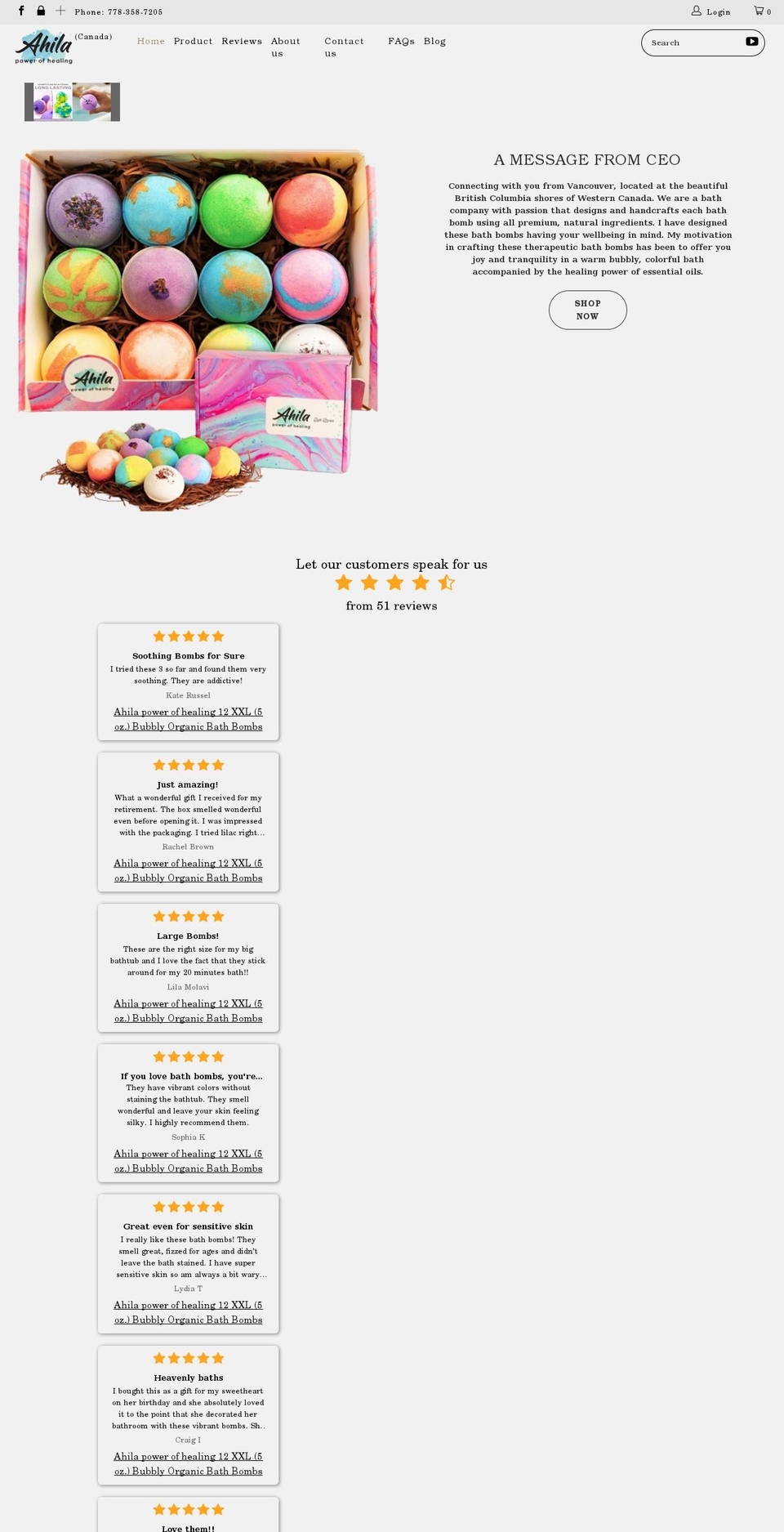 ahilapowerofhealing.com shopify website screenshot