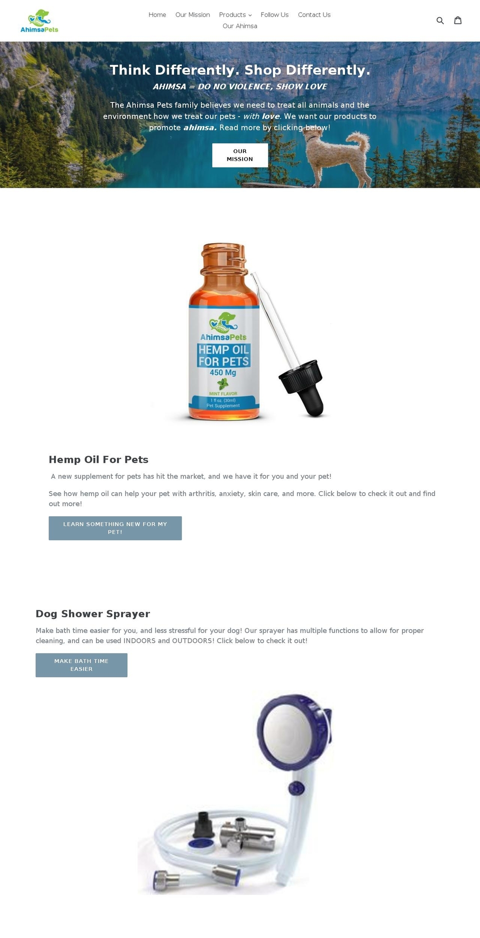 ahimsapets.com shopify website screenshot