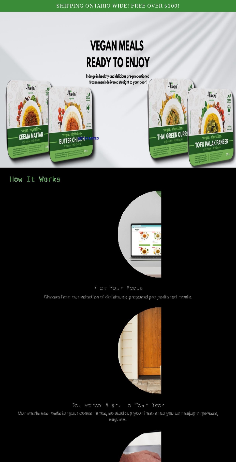 ahimsaveganfoods.com shopify website screenshot