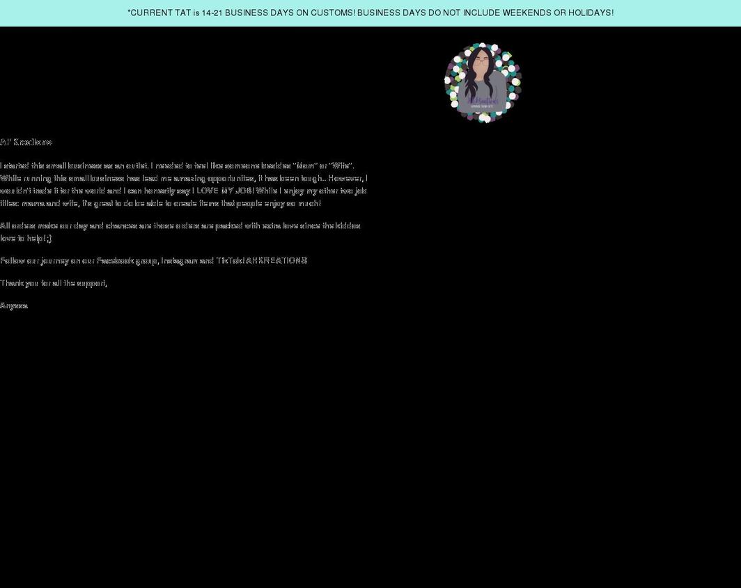 ahkreations.com shopify website screenshot