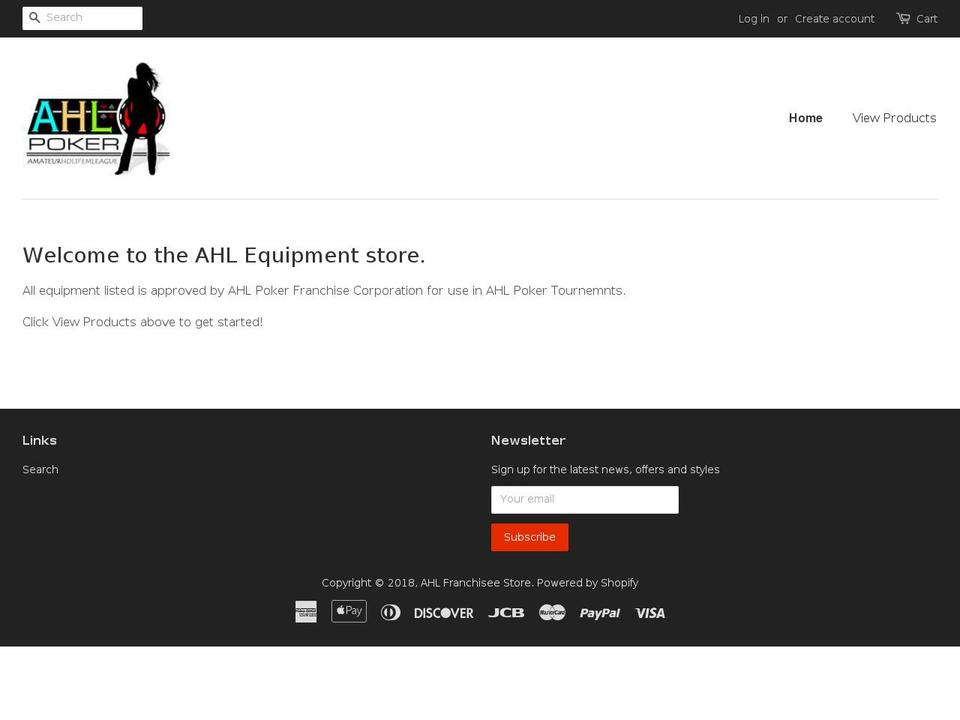 ahlfranchisestore.com — Shopify storefront screenshot