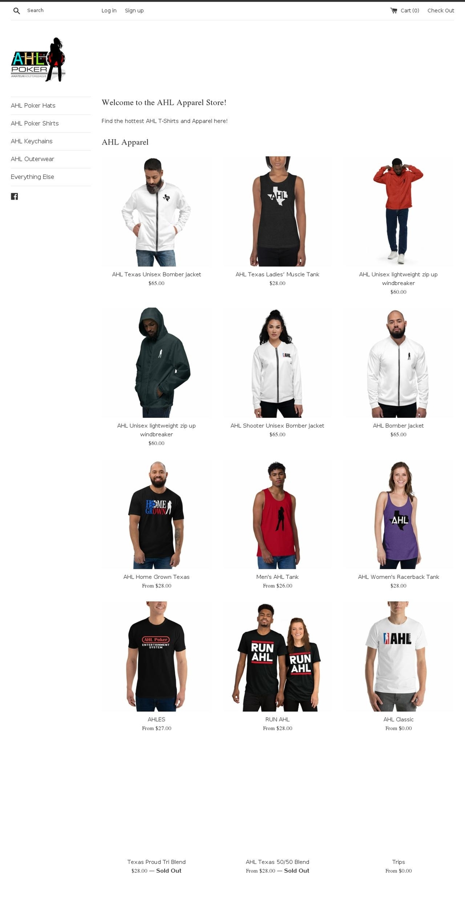 ahlpokerstore.com — Shopify storefront screenshot