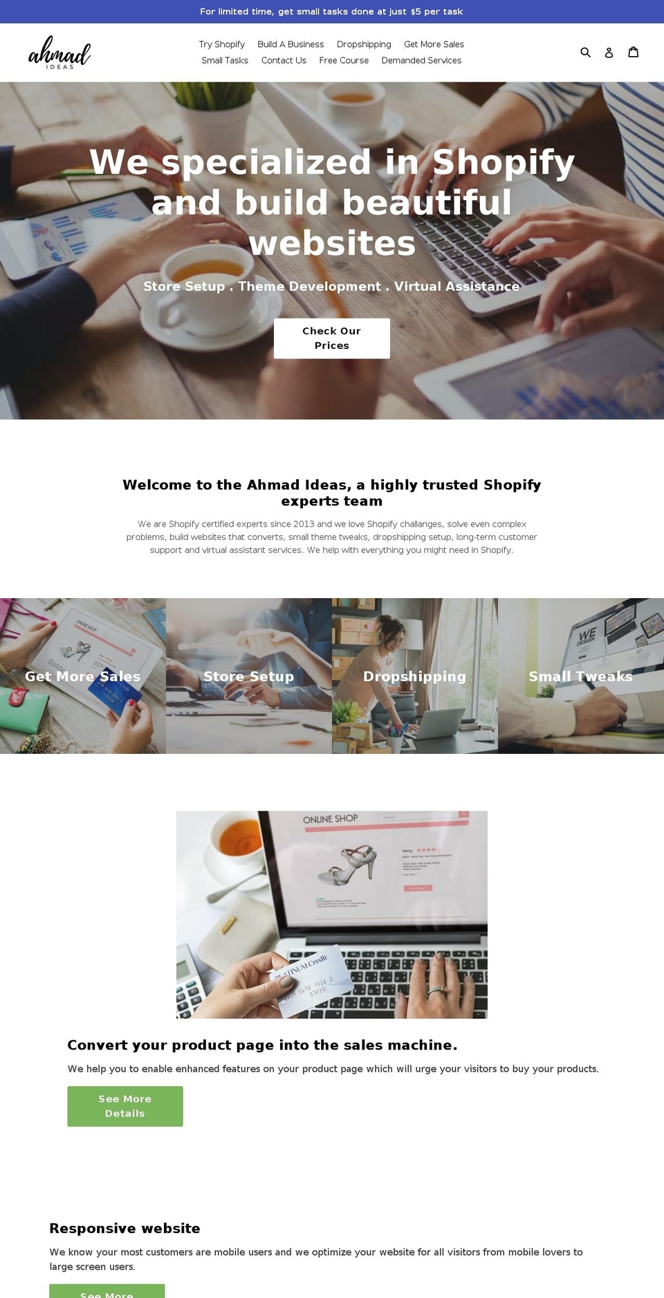 ahmadideas.com shopify website screenshot