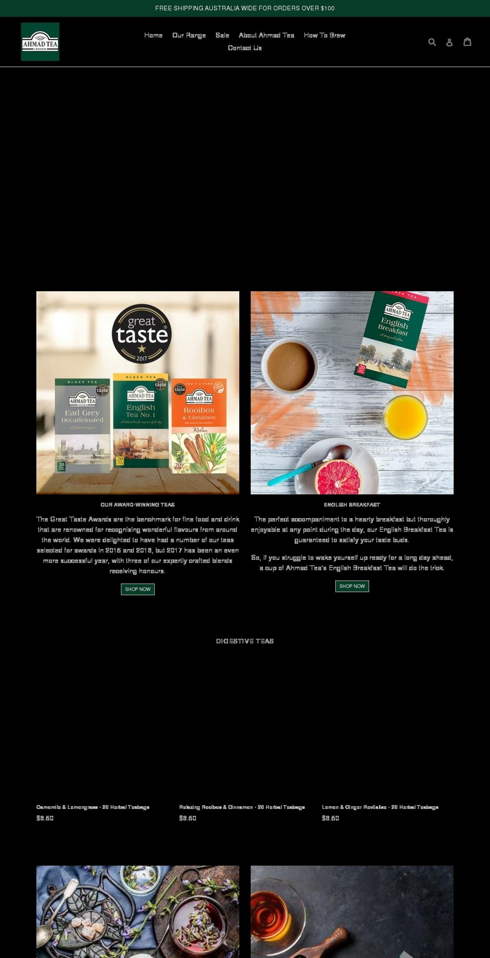 ahmadtea.com.au shopify website screenshot