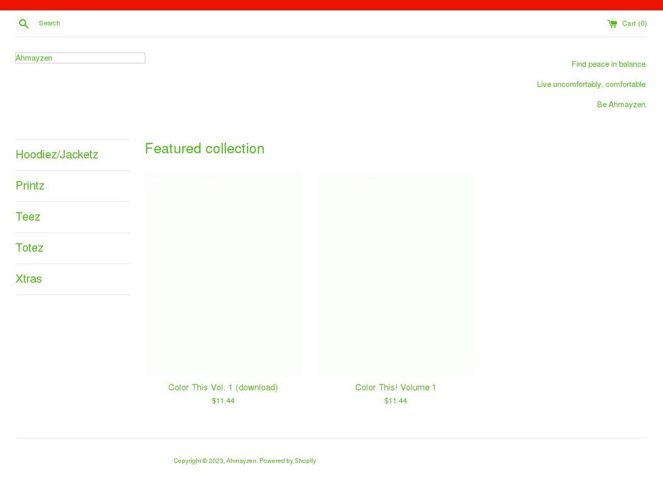 ahmayzen.myshopify.com shopify website screenshot