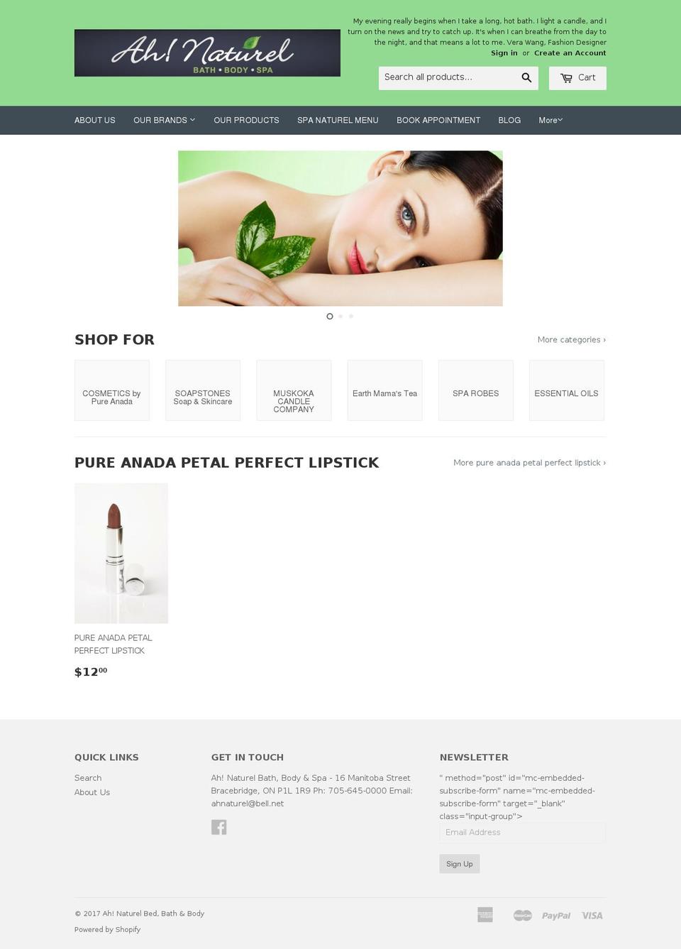 ahnaturel.com shopify website screenshot