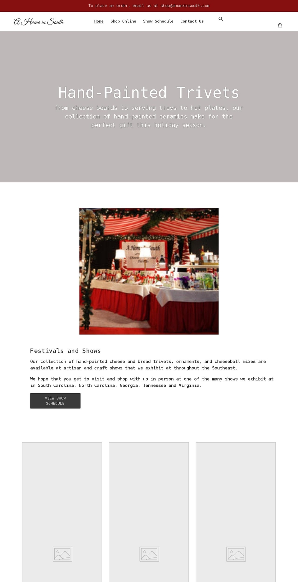 ahomeinsouth.com shopify website screenshot