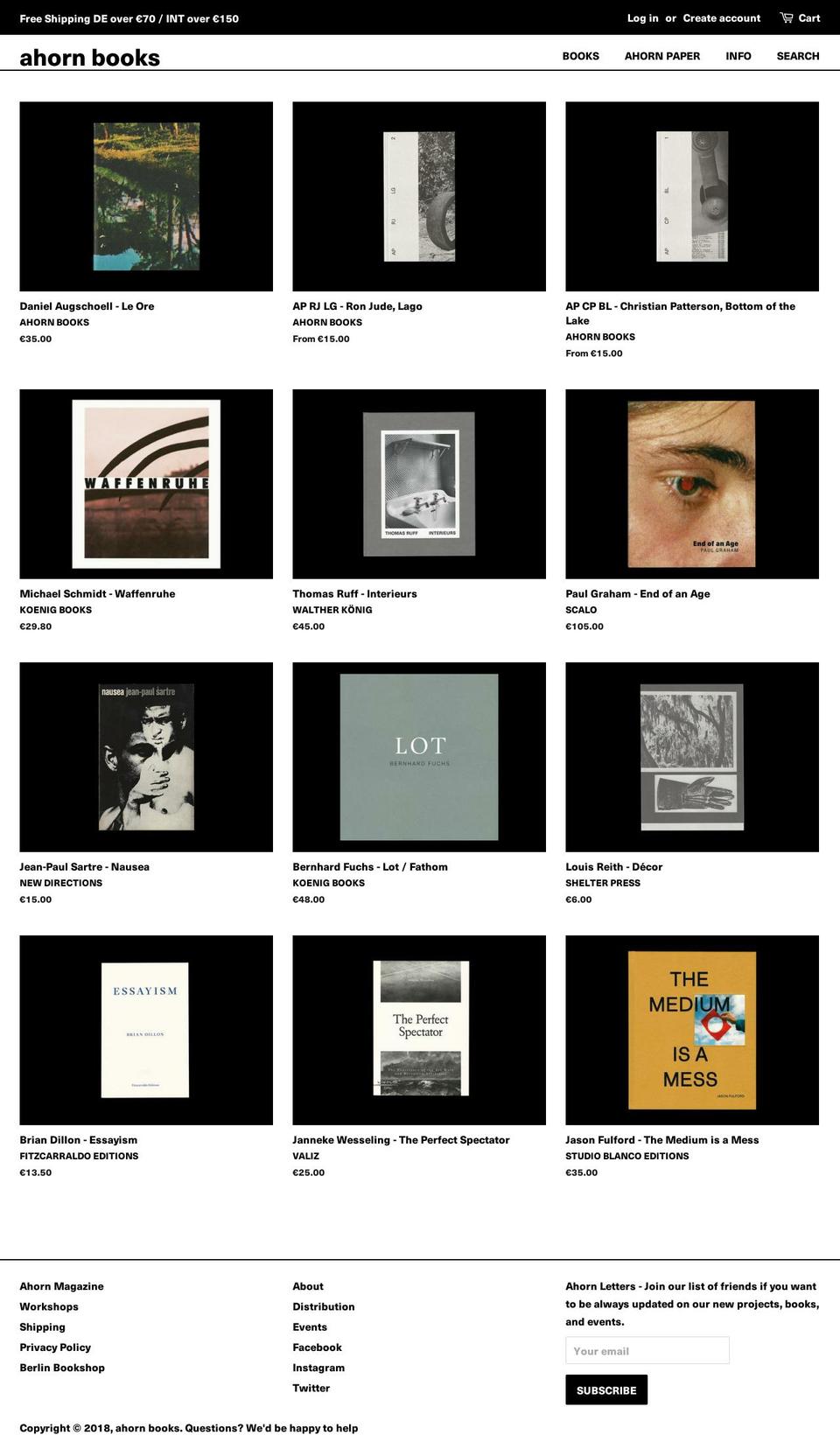ahornstudio.com — Shopify storefront screenshot