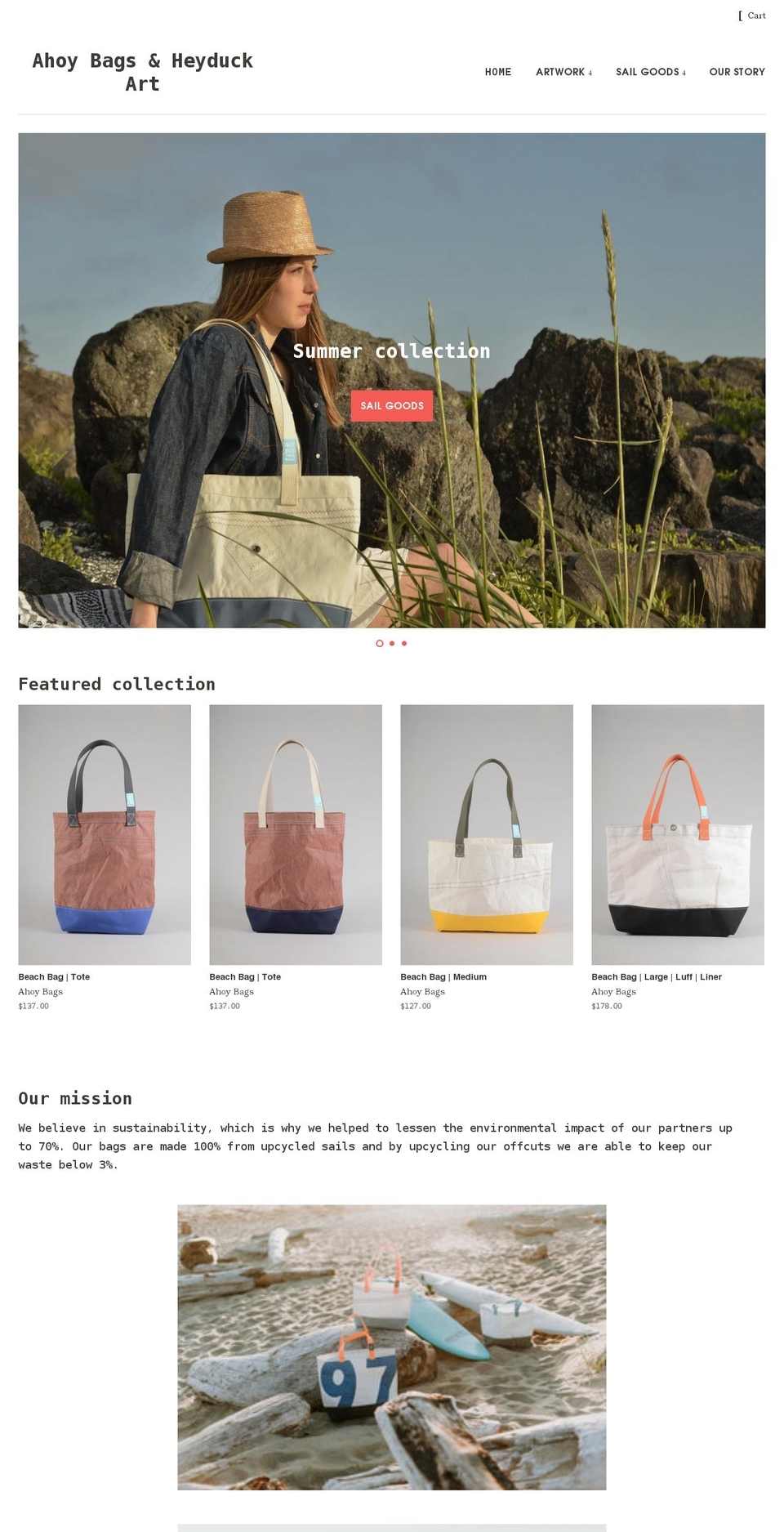 ahoybags.com shopify website screenshot
