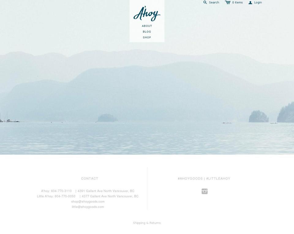 ahoygoods.ca shopify website screenshot