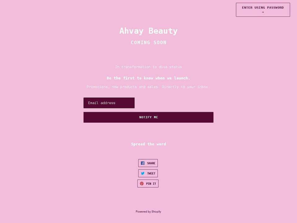 ahvay-beauty.myshopify.com shopify website screenshot