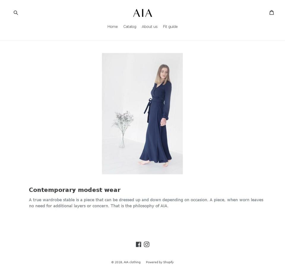 aiaclothing.com shopify website screenshot