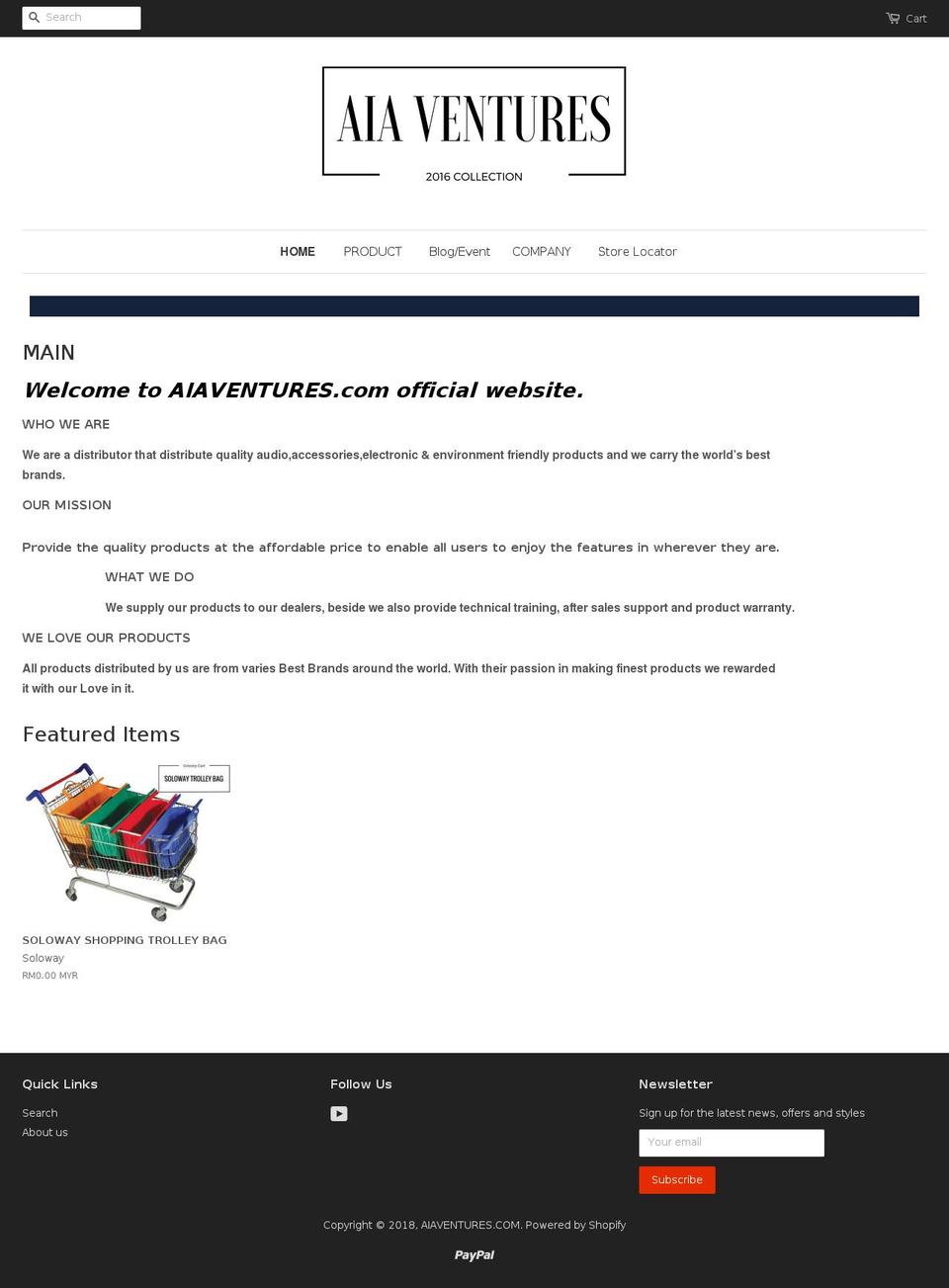 aiaventures.com — Shopify storefront screenshot