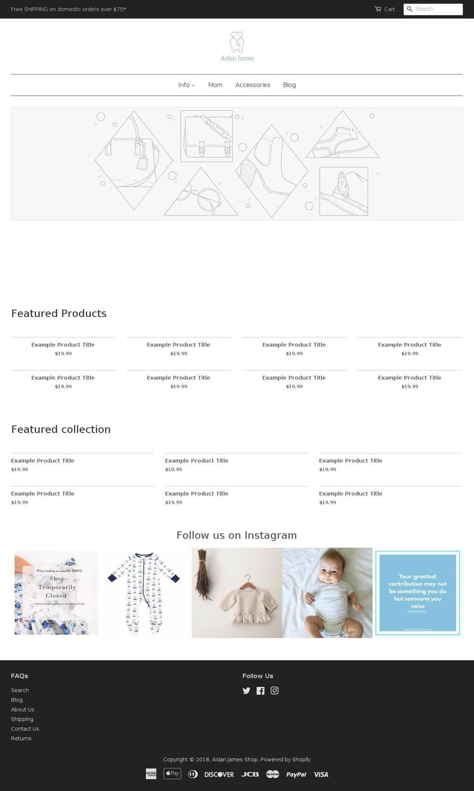 aidanjamesshop.com shopify website screenshot