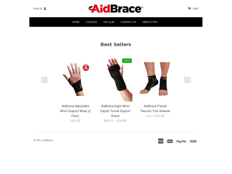 aidbrace.com shopify website screenshot