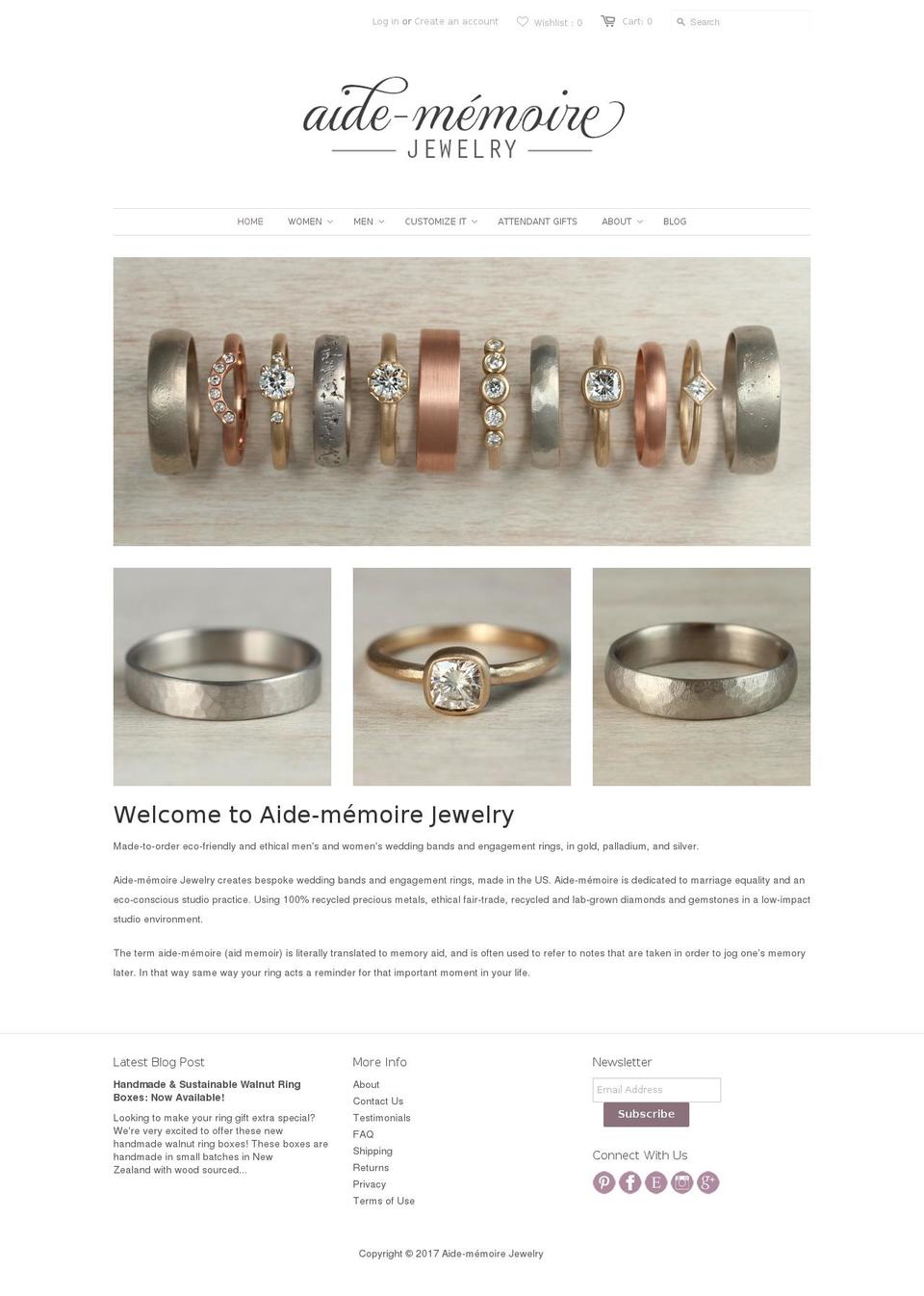 aidememoirejewelry.com shopify website screenshot