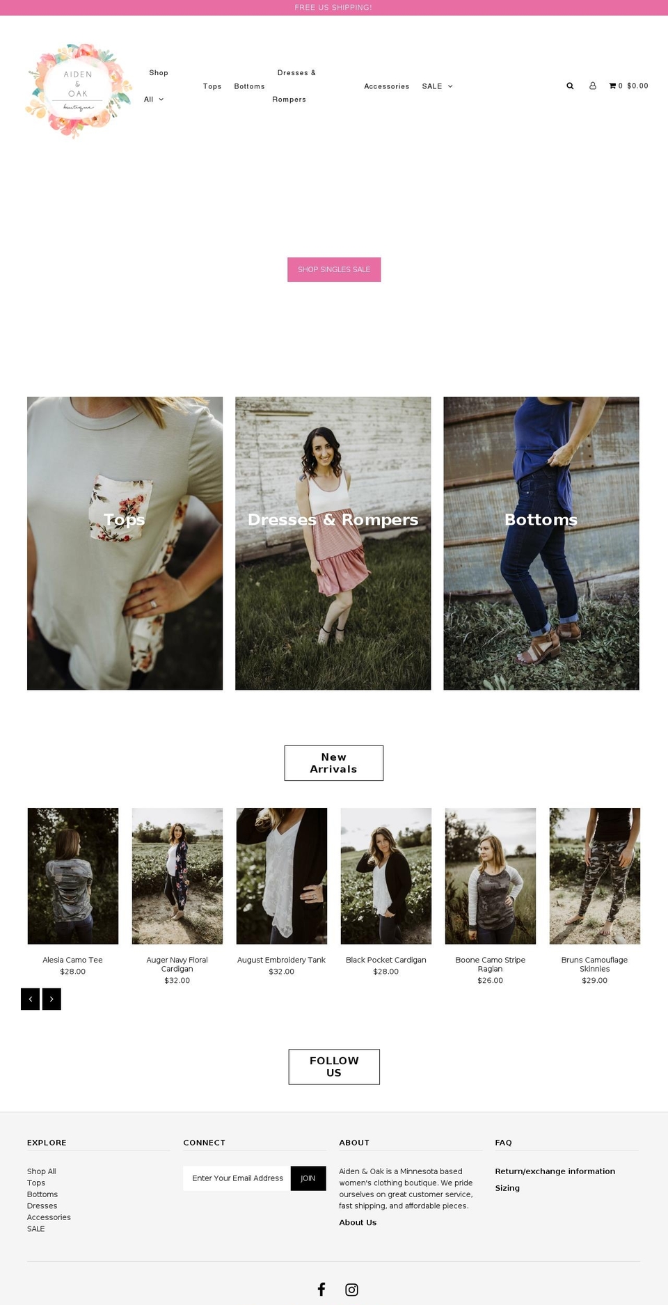 aidenandoak.com shopify website screenshot