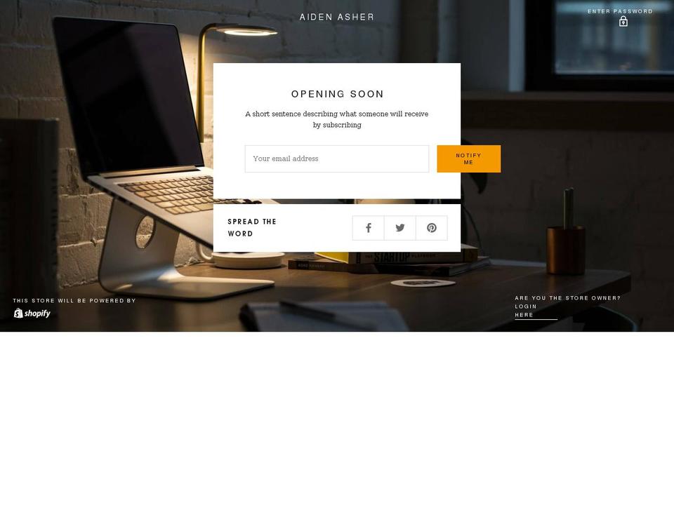 aidenasher.com shopify website screenshot