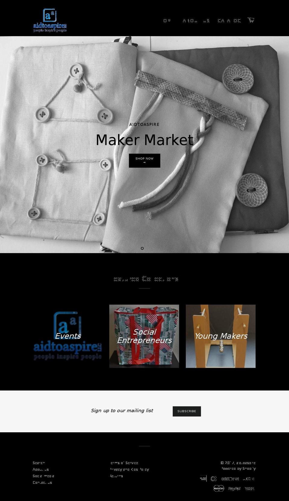 aidtoaspire.com shopify website screenshot