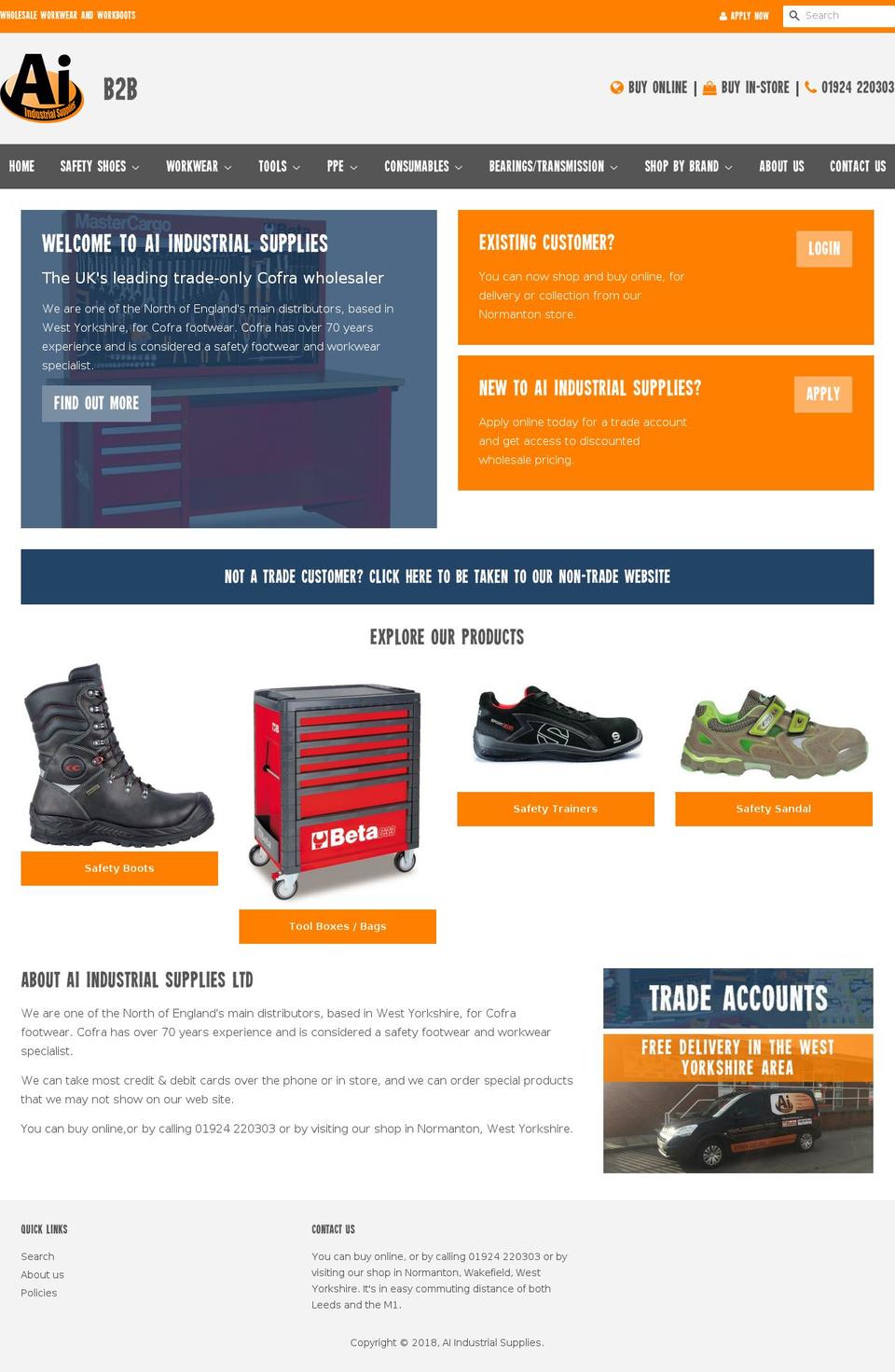 aiindustrialsupplies.co.uk shopify website screenshot