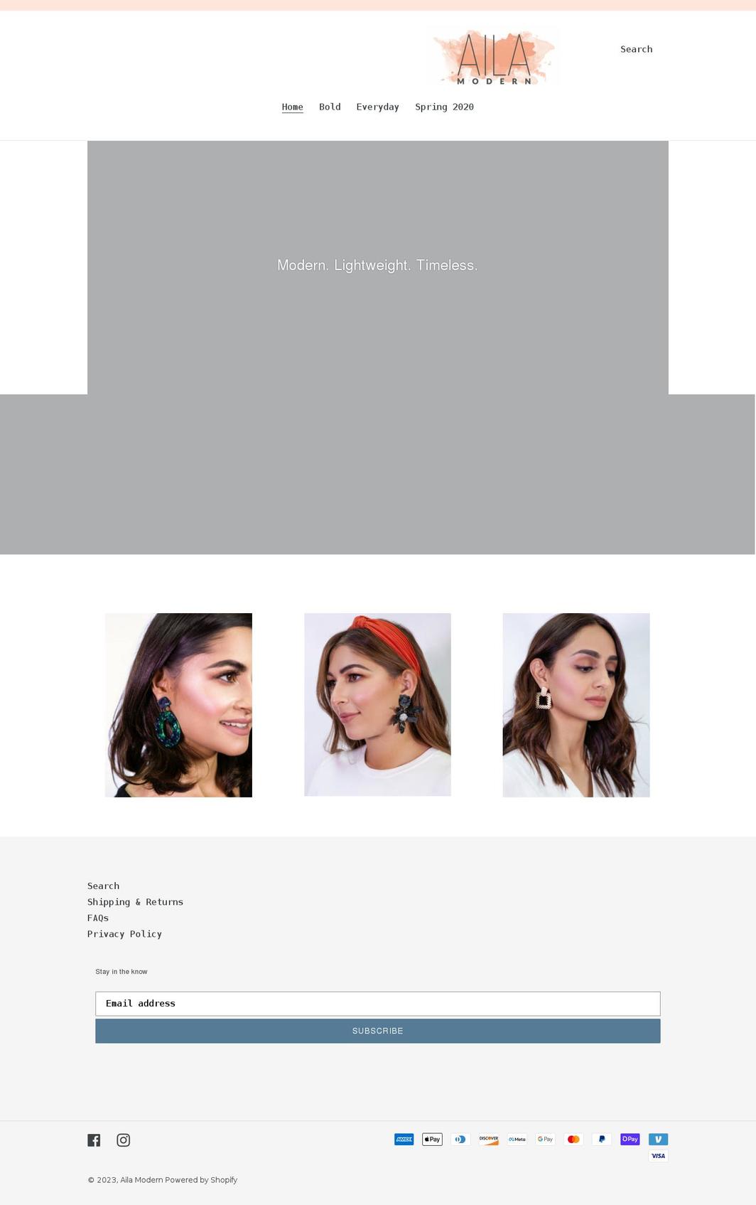 ailamodern.com shopify website screenshot