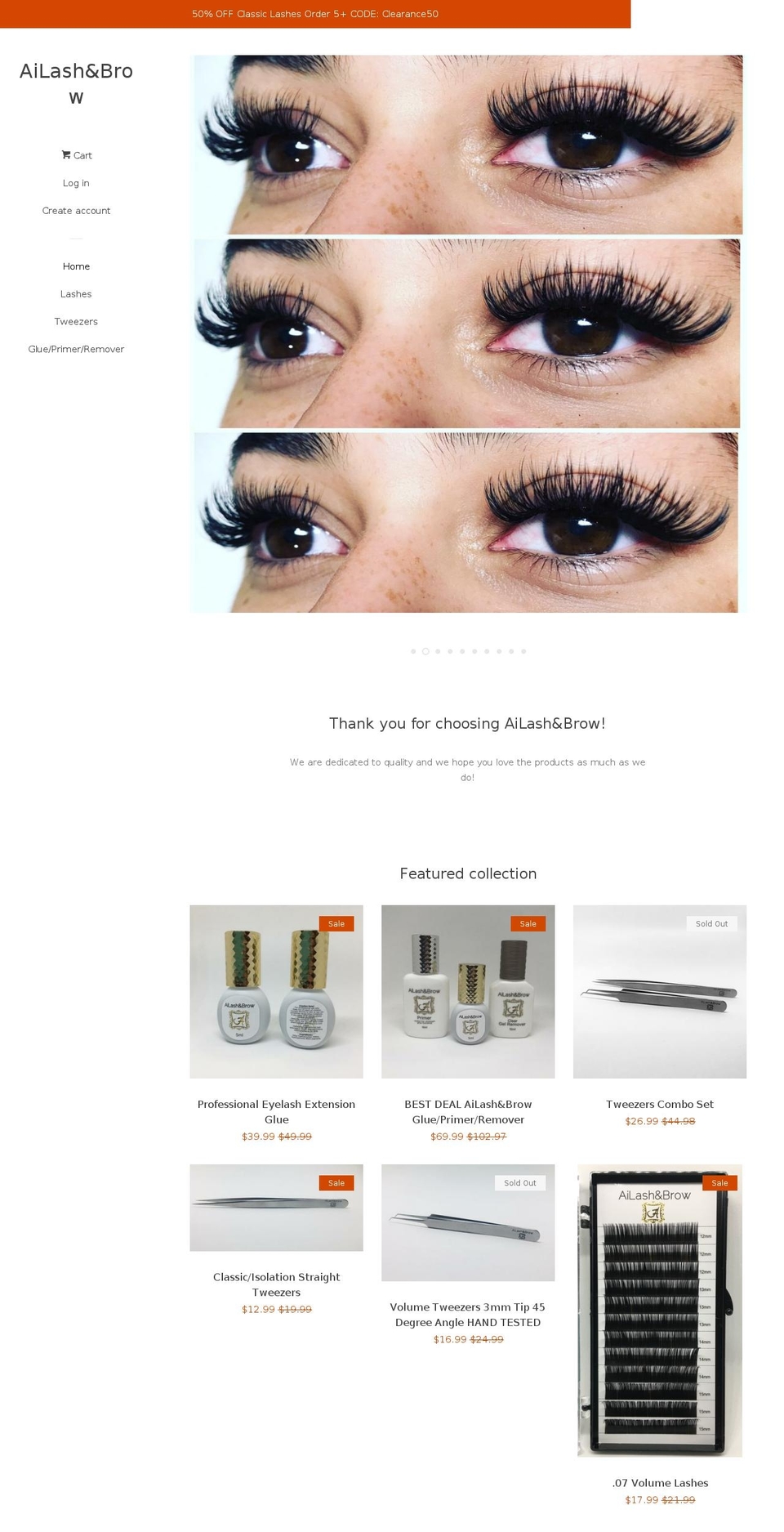 ailashnbrow.com — Shopify storefront screenshot