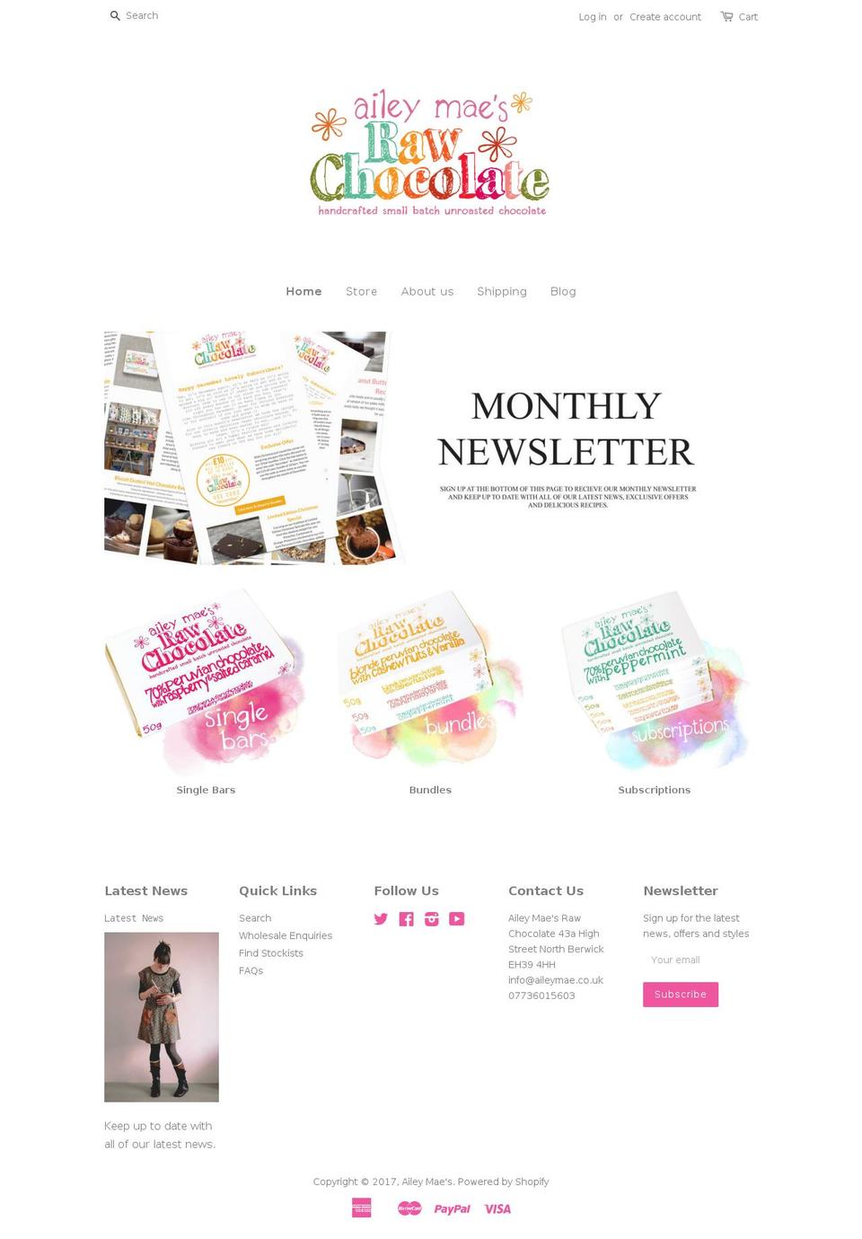 aileymae.com shopify website screenshot