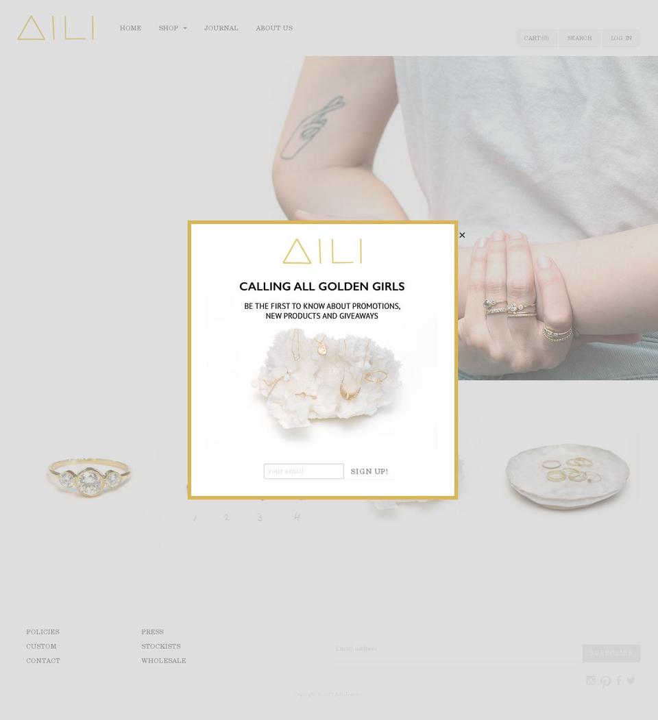 ailijewelry.com shopify website screenshot