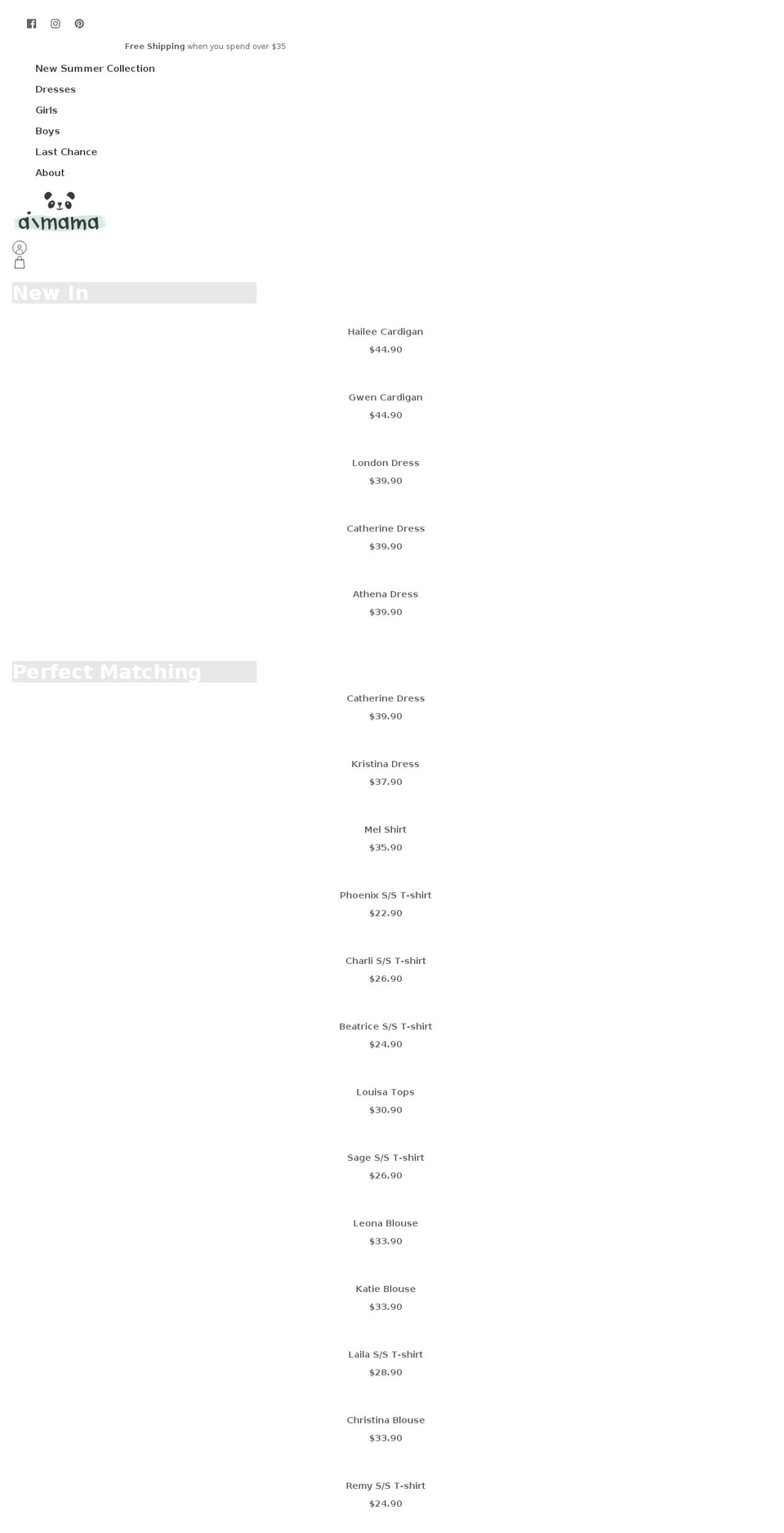 aimamaus.com shopify website screenshot