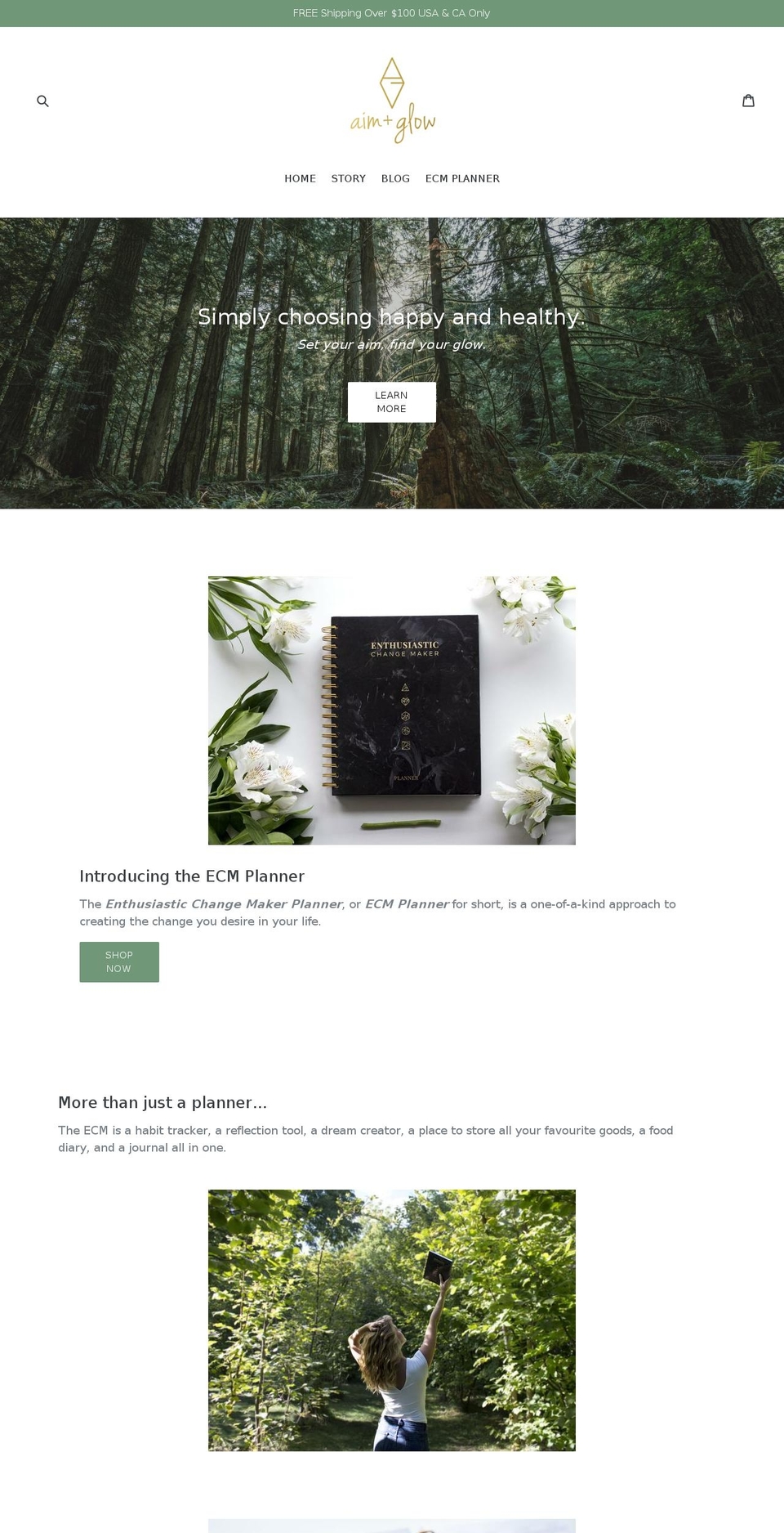 aimandglow.com shopify website screenshot